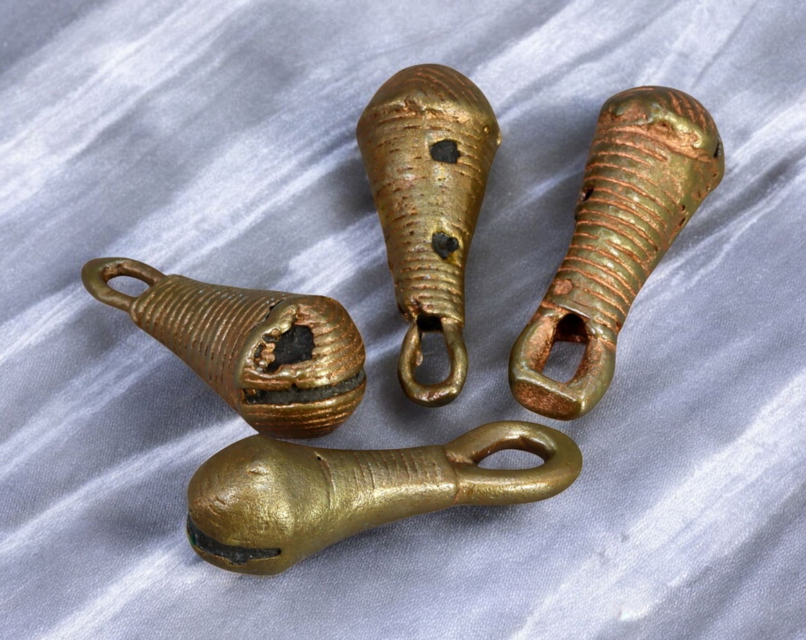 AFRICAN TRIBAL: Bell Pendants - Cast Bronze Ritual Forms, 3-3.5cm, 23g (Set of 4) (1 of 1)