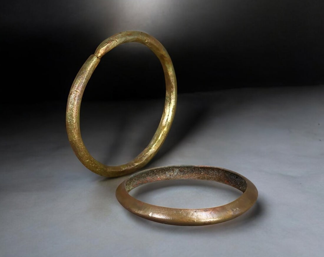 CENTRAL AFRICA: Jonga, Nkutshu & Mbole Brass Currency Bracelets (Pair), c. 18th-19th Century (1 of 1)