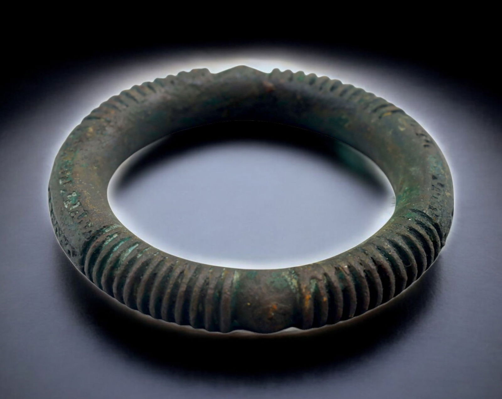 WEST AFRICA: Ribbed Bronze Currency Bracelet - 8cm, 206g, Circa 16th-19th Century (1 of 3)