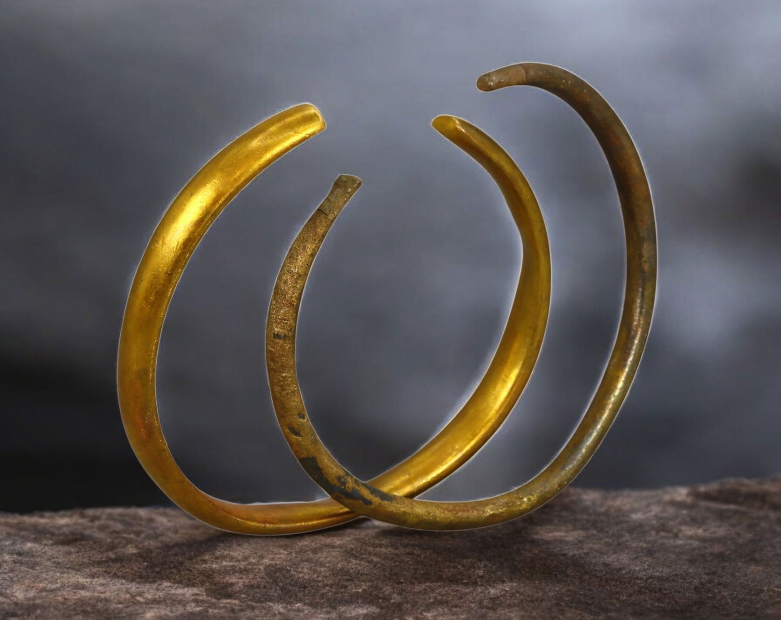 WEST AFRICA: Akan Gold-Dusted Bronze Currency Bracelets - 19th-20th Century, 8-9.5cm, 125g (1 of 2)