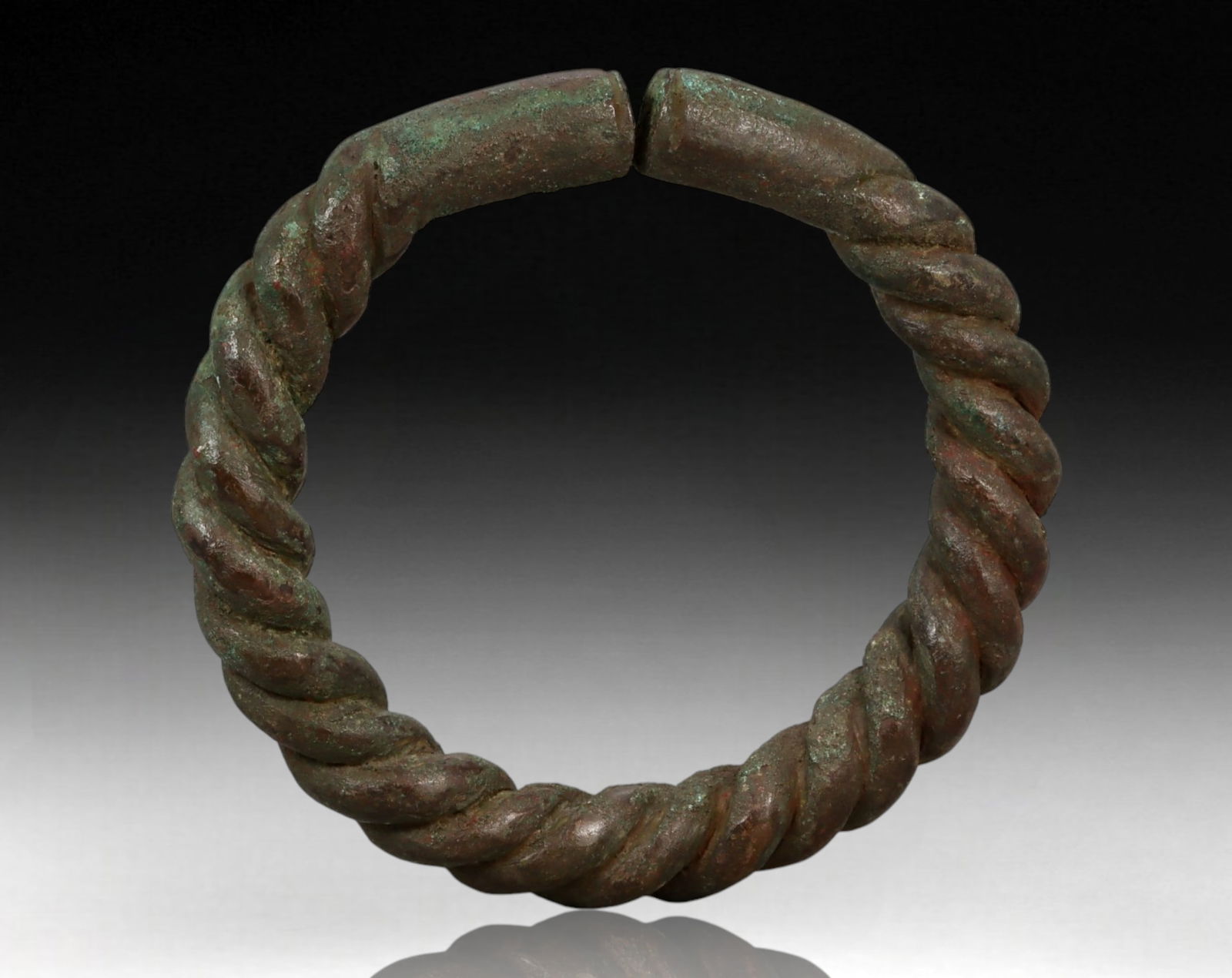 PRE-COLONIAL WEST AFRICA: Currency Torque - Cast Bronze, Full Spiral Twist, 9 cm dia. (1 of 4)