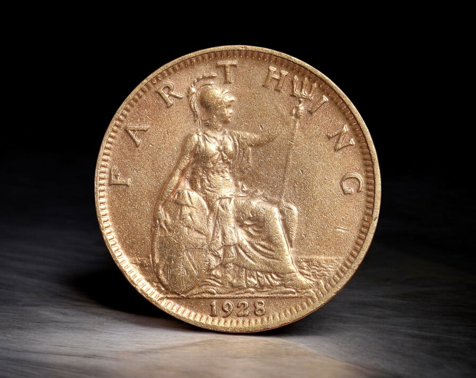 UNITED KINGDOM: George V - Bronze Farthing Coin, 1928 (19mm, 2.7g) (1 of 2)