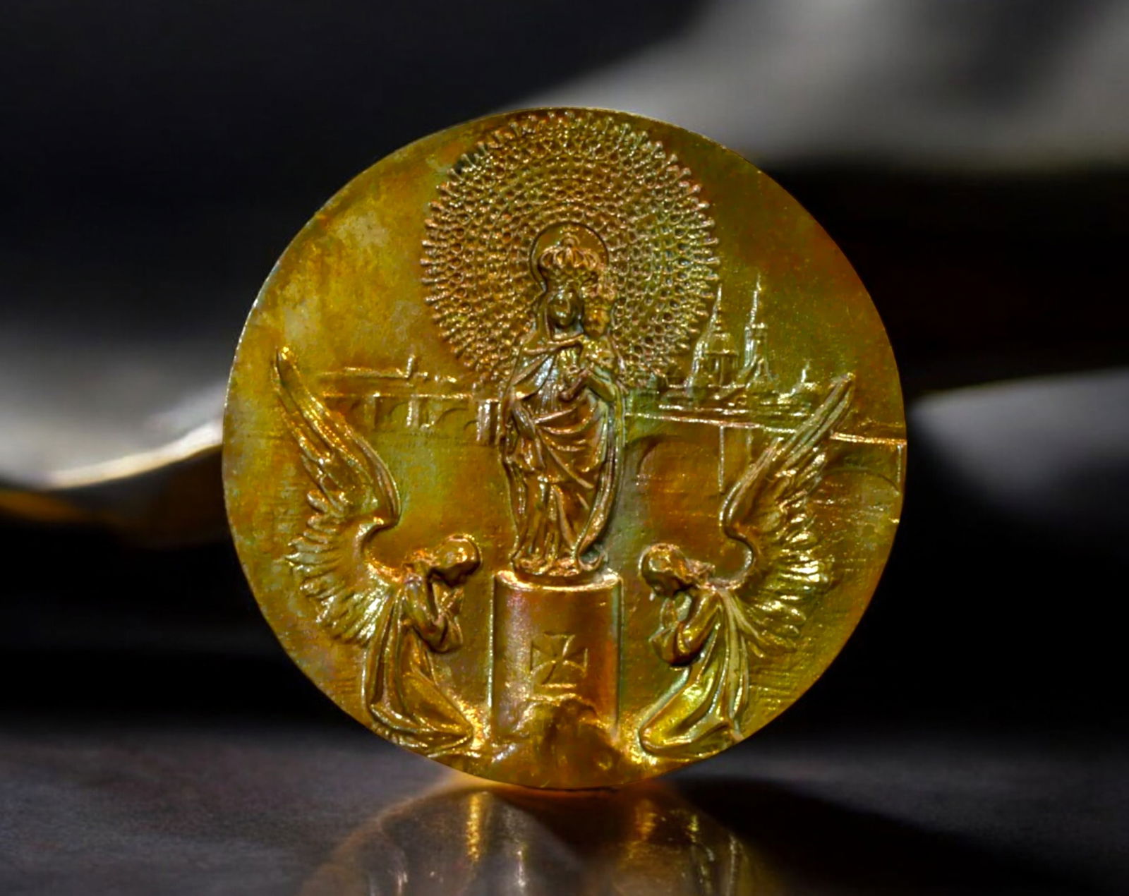 SPAIN: Nuestra Senora del Pilar Bronze Plaque - Marian Devotion (1 of 2)