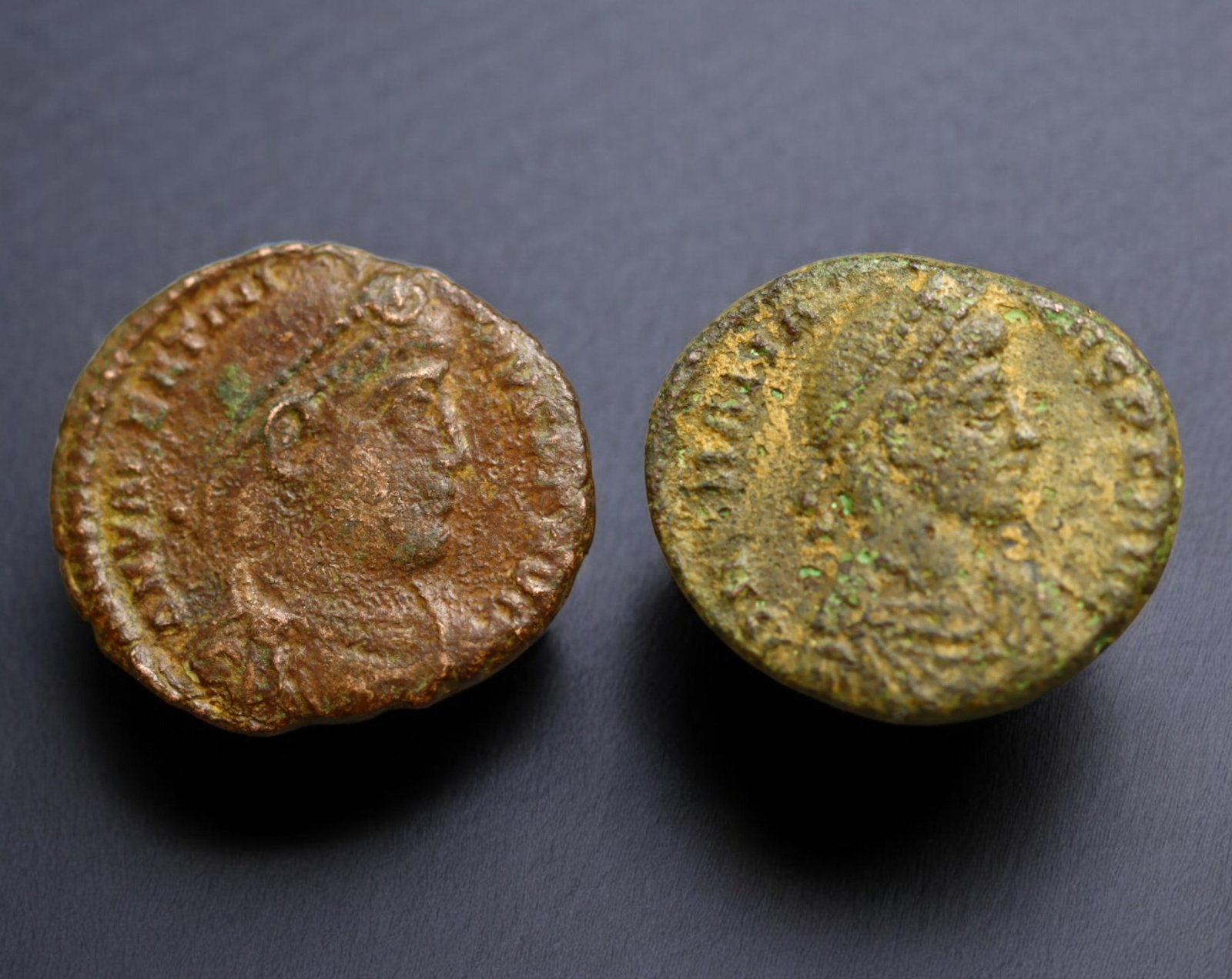 ROMAN EMPIRE: AE Coins - Bronze Issue, 18-19mm, 4g, Lot of 2: A lot of bronze coins from the Roman Empire, reflecting the practical monetary fabric of the Imperial economy. These modestly sized bronzes likely span different emperors and issues, underscoring the 