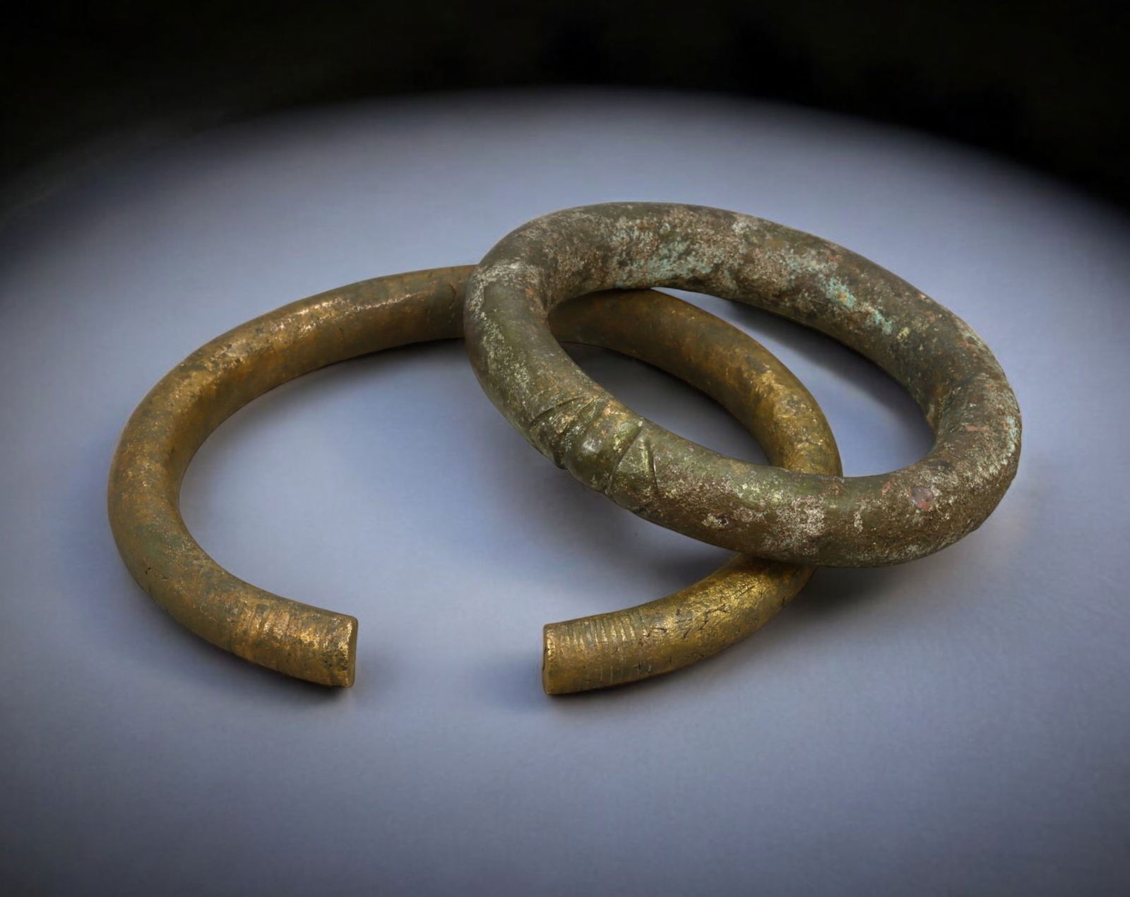 WEST AFRICA: Heavy Bronze Currency Bracelets (Set of 2) - 19th-20th Century, 8.5-11cm, 468g (1 of 1)