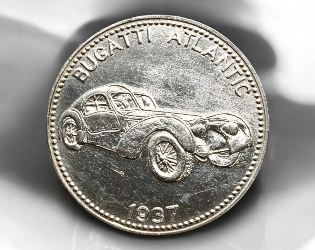 GERMANY: Bugatti Atlantic "Shell - Weltberuehmte Sportwagen" Promotional Token, 1937 (1 of 2)