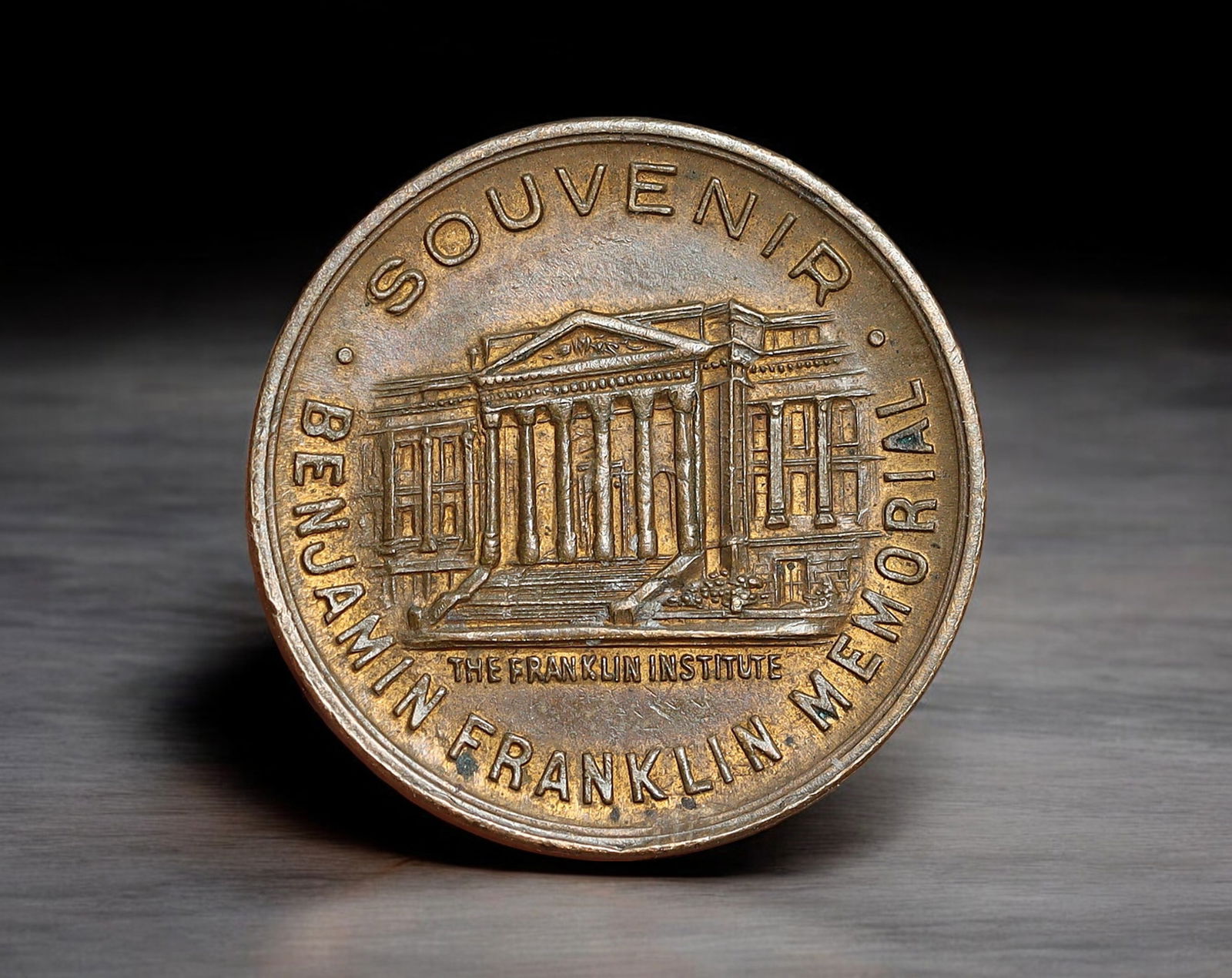 UNITED STATES: Benjamin Franklin - Bronze Souvenir Coin, Franklin Institute Memorial, (19mm, 4.4g) (1 of 2)