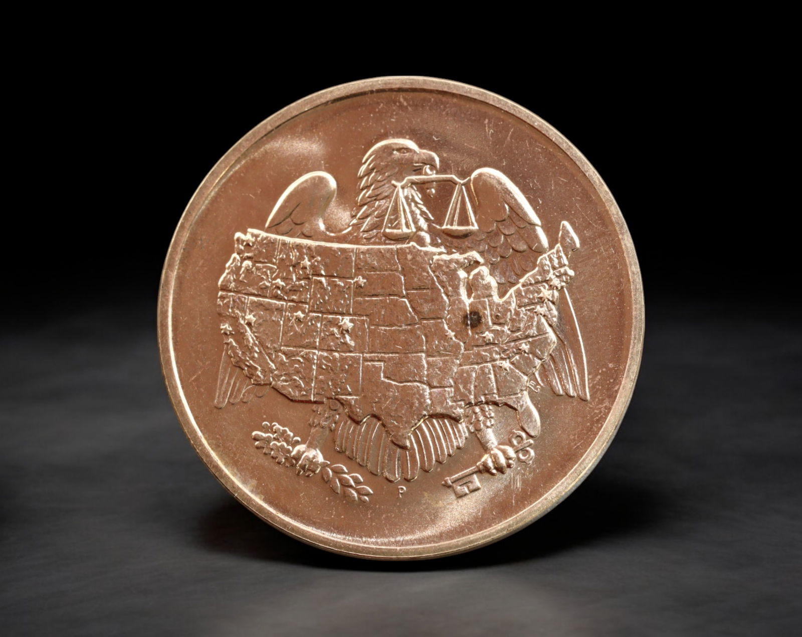 UNITED STATES: Philadelphia Mint-Bronze First Day Commemorative Medal, August 14,1969 (34mm, 16.9g) (1 of 2)