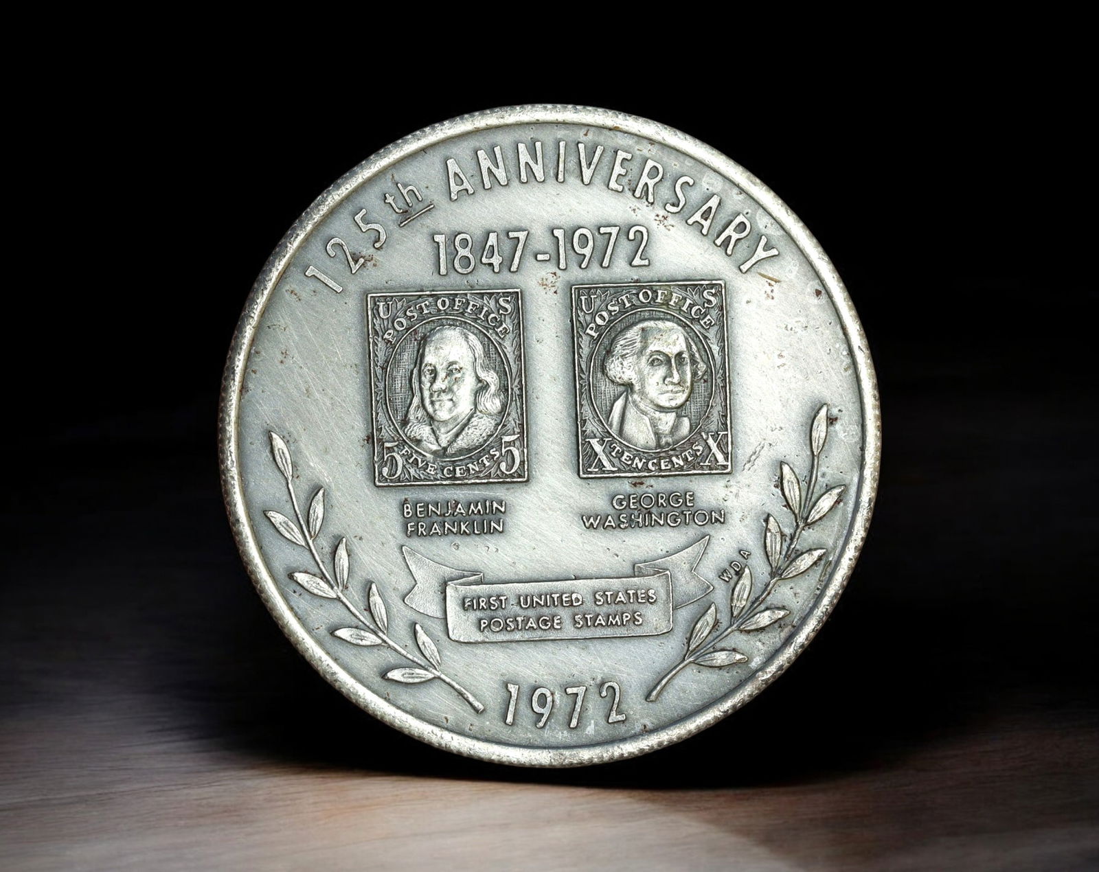 UNITED STATES: Postage Stamp Tribute - Silver Medal, 125th Anniversary, 1972 (40mm, 26.5g) (1 of 2)