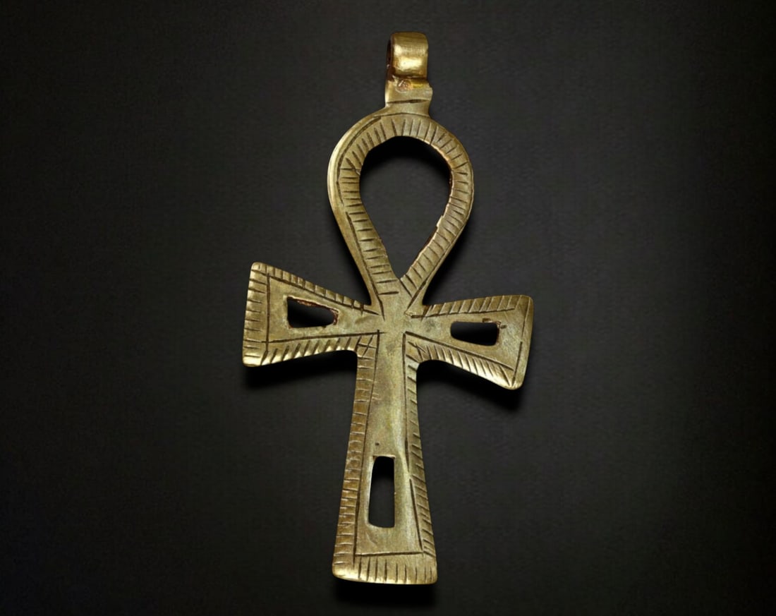 ETHIOPIA: Ethiopian Ankh Cross Pendant - Bronze, Mid-20th Century (1 of 2)