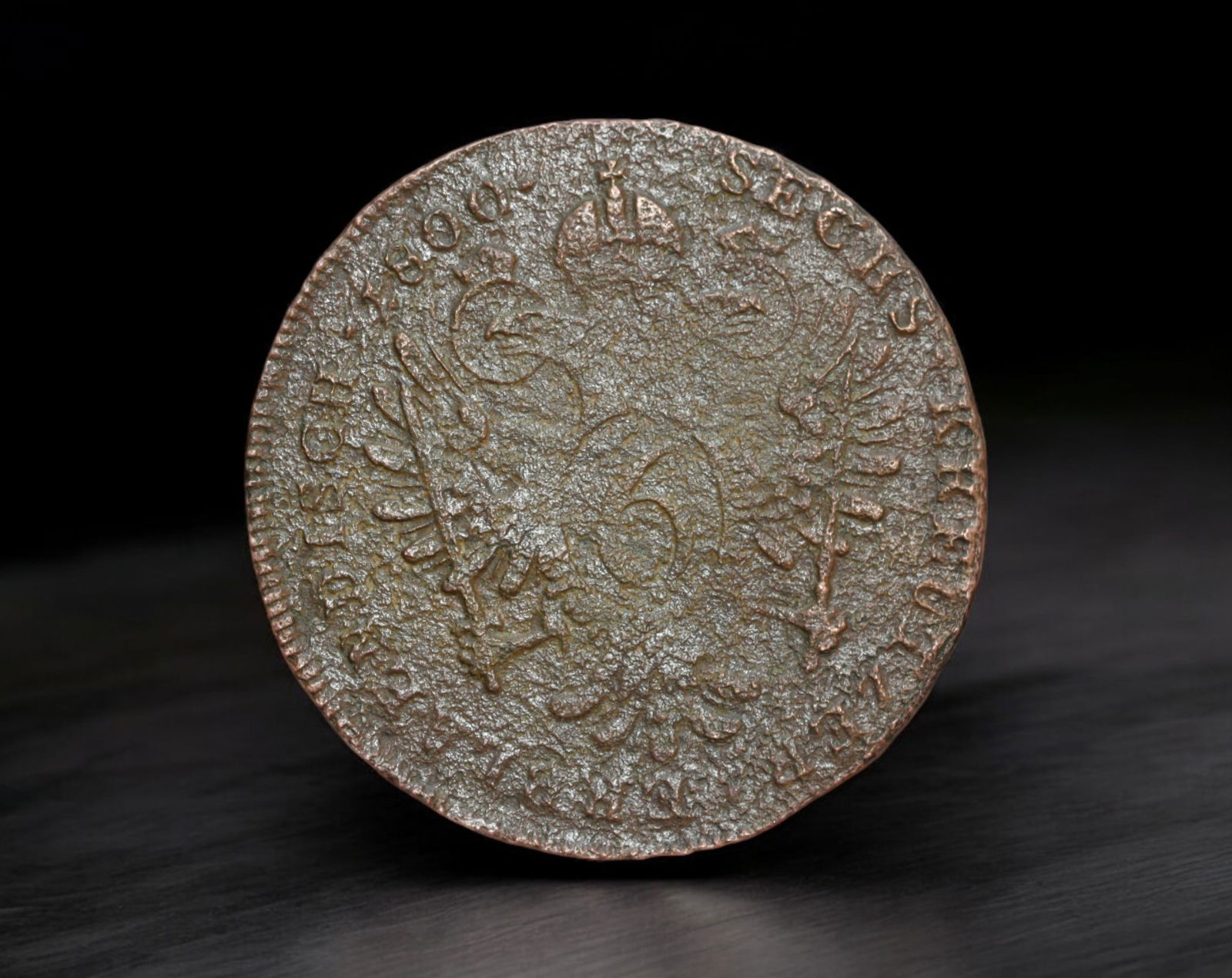 AUSTRIA: Franz I - Bronze 6 Kreuzer Coin Coin, 1800 (32mm, 11.5g) (1 of 2)