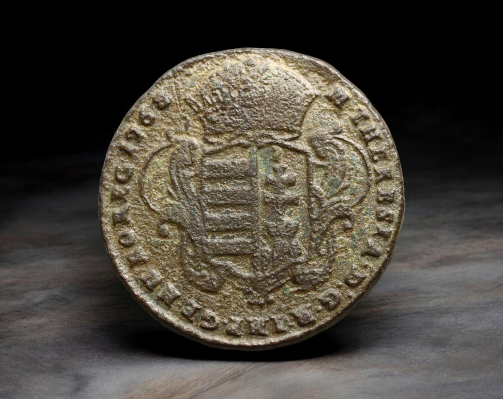 HUNGARY: Maria Theresa - Copper 1 Poltura Coin, 1768 Kremnica Mint (27mm, 5.9g): Struck in 1768 under the reign of Empress Maria Theresa, this copper 1 Poltura coin was minted in Kremnica, a historic mint serving the Kingdom of Hungary. Measuring 27mm and weighing 5.9g, the obvers