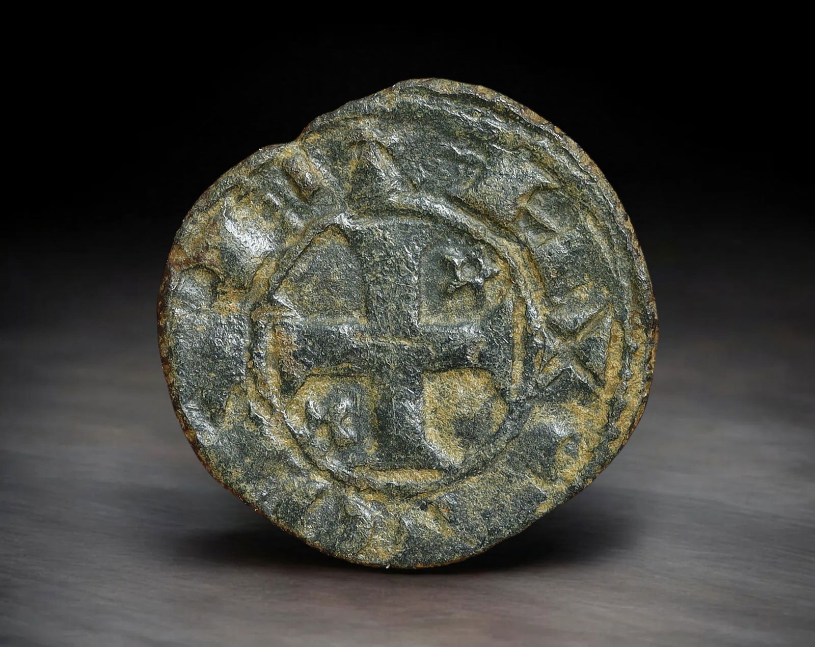 ITALY: Kingdom of Sicily - Copper Denaro Coin, Frederick II, c.1296 AD (16mm, 0.8g) (1 of 2)