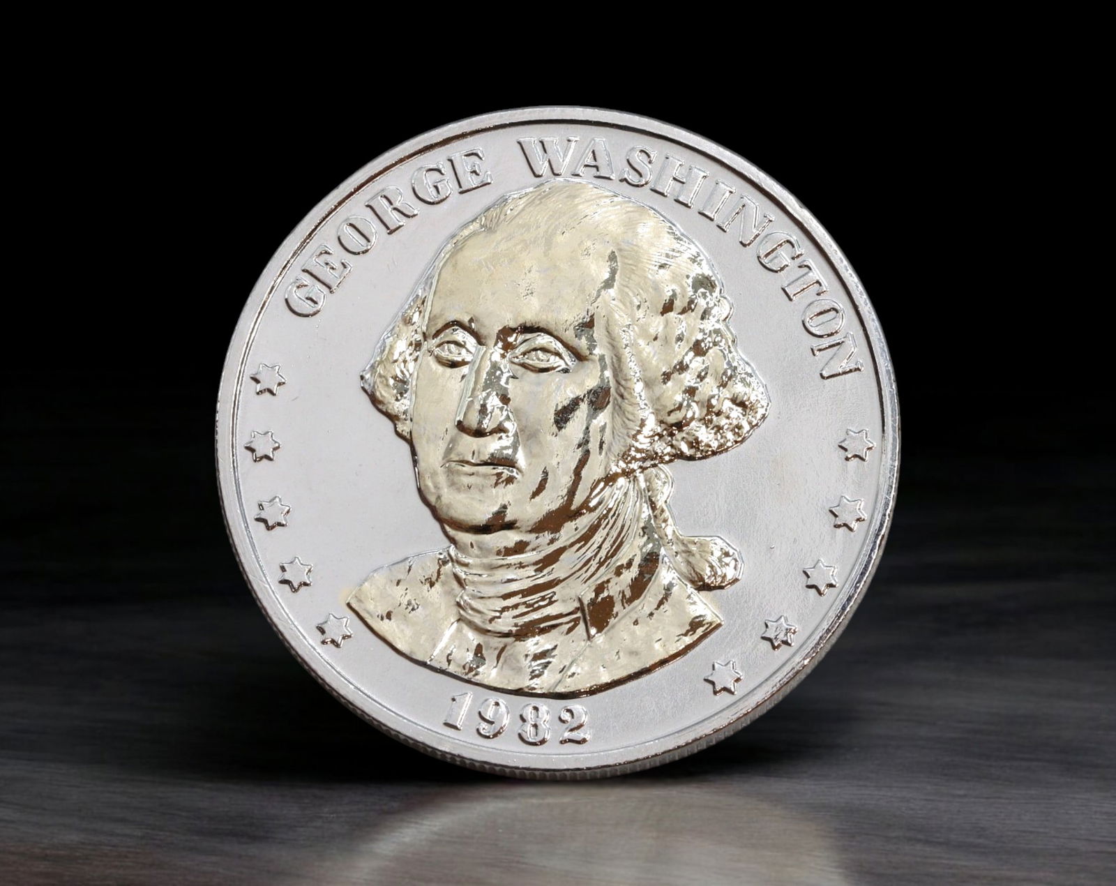 UNITED STATES: George Washington - Silver Double Eagle 250th Anniversary Coin, 1982 W (38mm, 26.2g) (1 of 2)