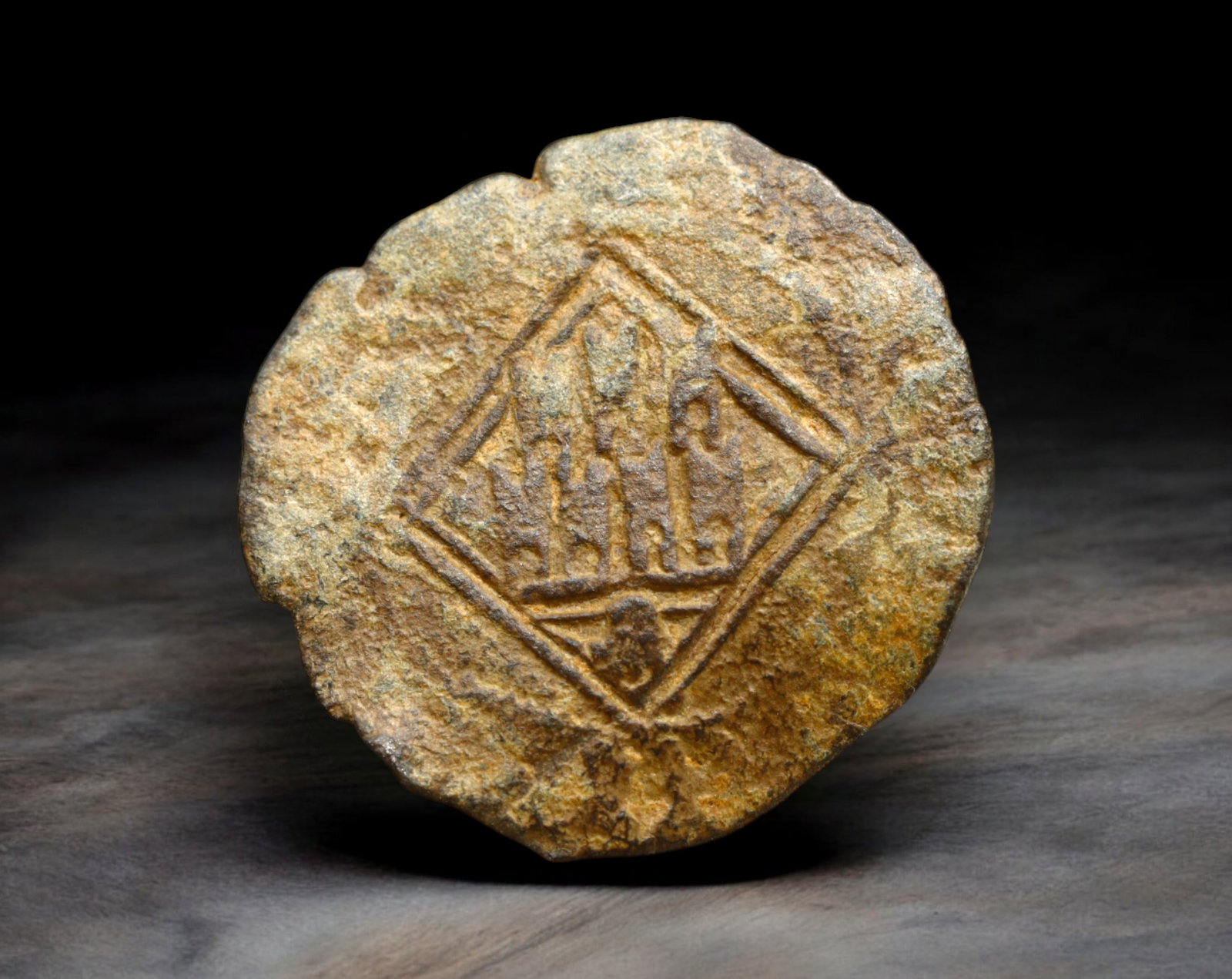 SPAIN: Castile and Leon - Copper 1/2 Cuarto Coin, c.1400s Medieval Issue (17x18mm, 0.7g): Struck during the late medieval era under the Crown of Castile and Leon, this copper 1/2 Cuarto coin reflects the austere and functional currency used in daily trade across Iberian territories. The ob