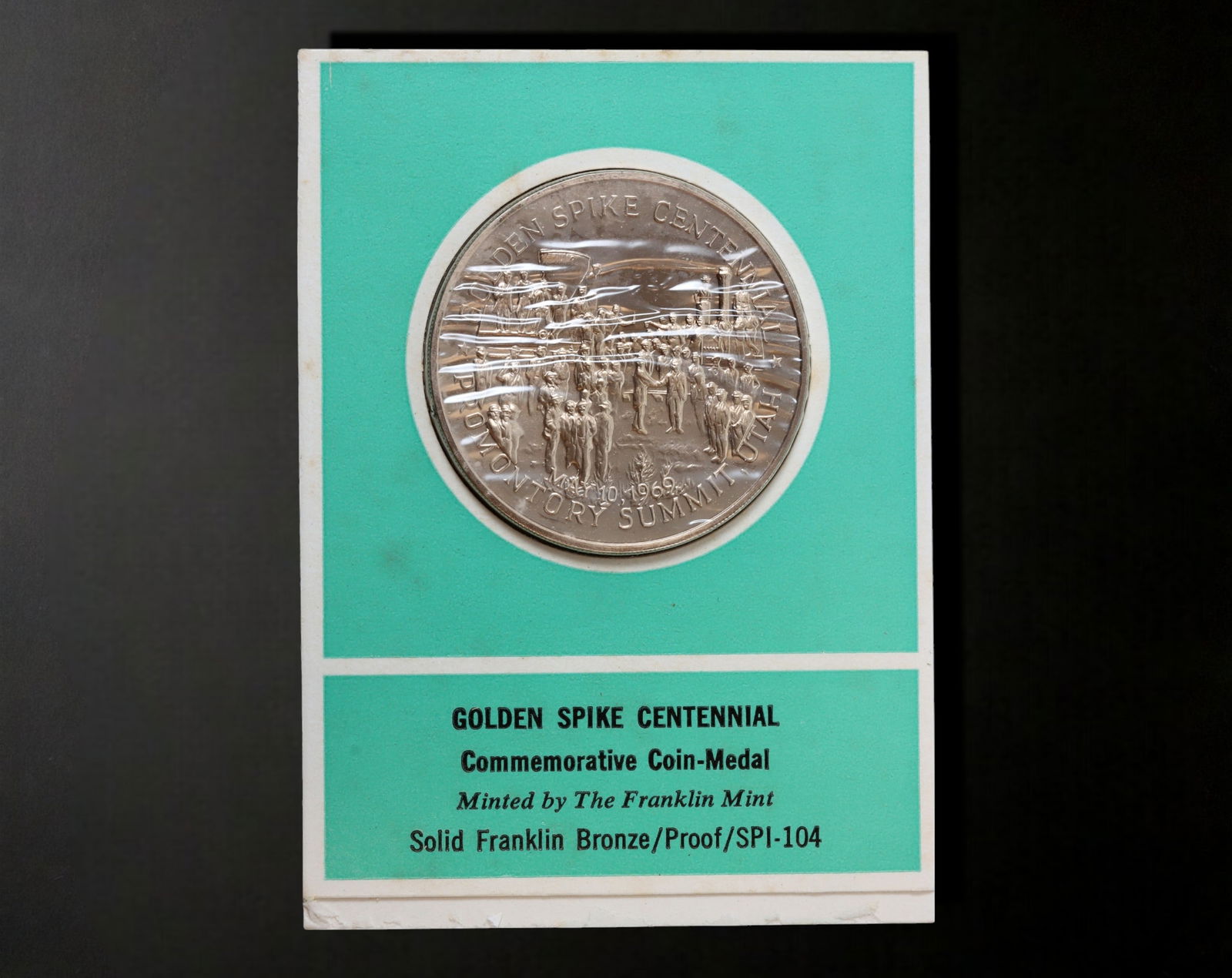 UNITED STATES: Golden Spike Centennial - Silver  Coin, 1969 Franklin Mint (39mm, 27.2g) (1 of 2)