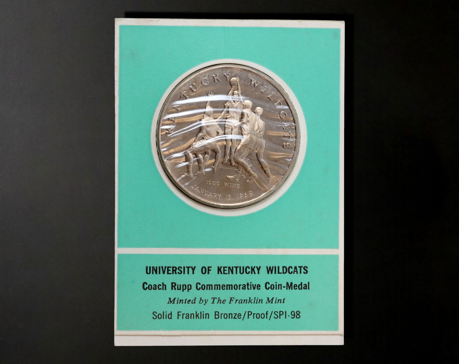 UNITED STATES:University of Kentucky Wildcats-Silver Coach Rupp  Coin,1969 Franklin Mint,39mm,26.7g (1 of 2)