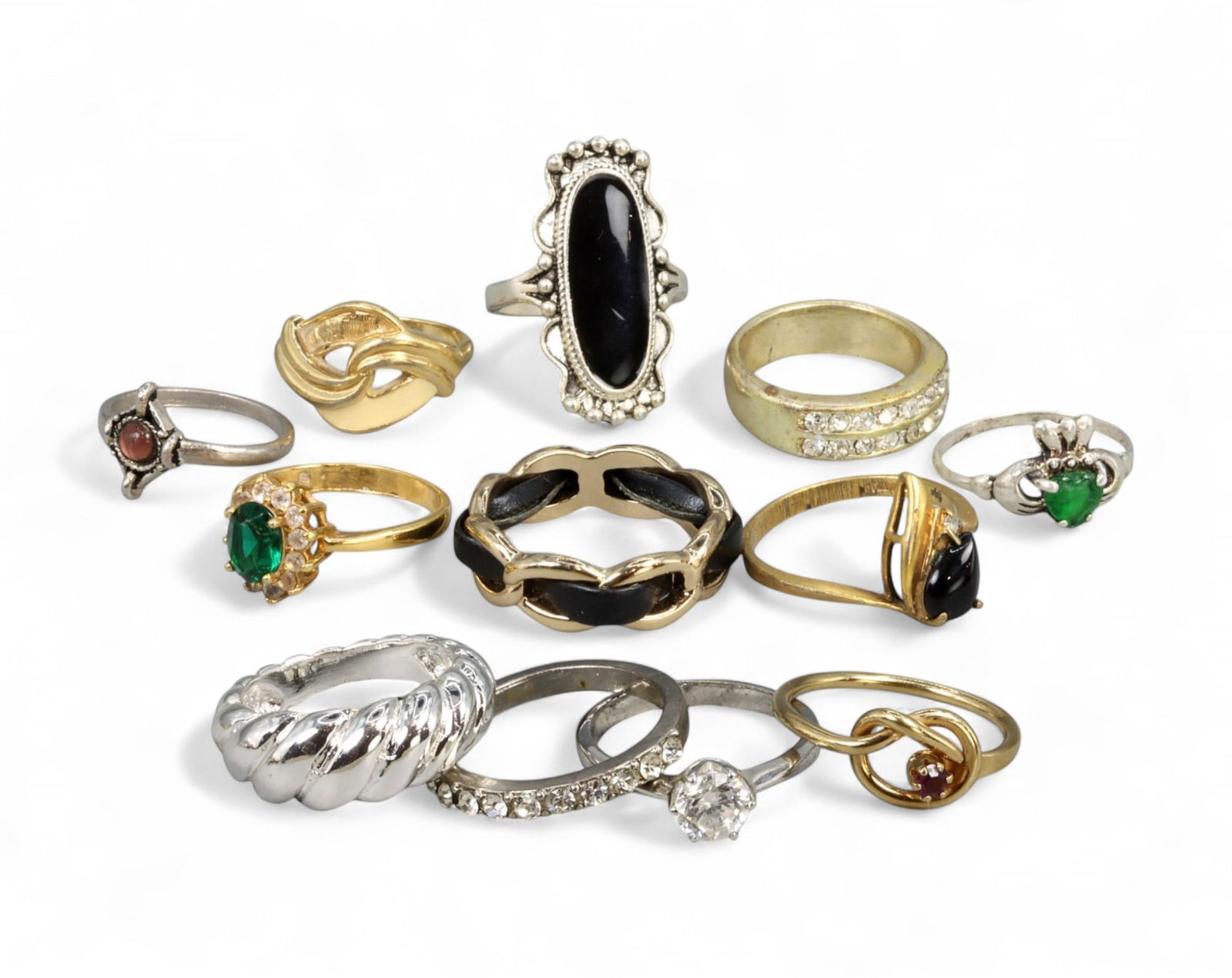 RETRO MIX: Ring Lot - Faux Gemstones & Sculptural Bands, US 6-10 (50g) (1 of 1)