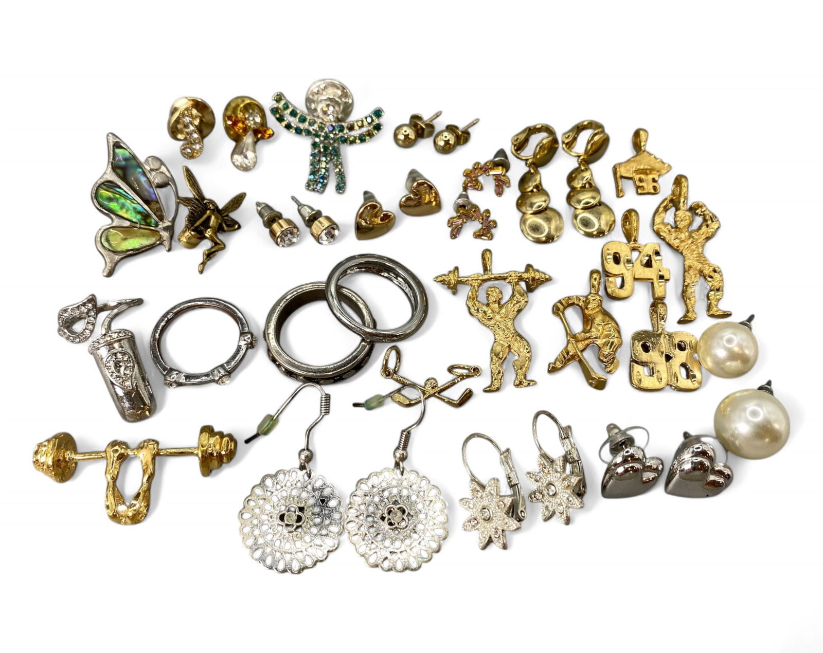 CONTEMPORARY PLAYFUL: Jewelry Lot - Mixed Earrings, Charms & Novelty Rings, 26pcs (77g) (1 of 1)