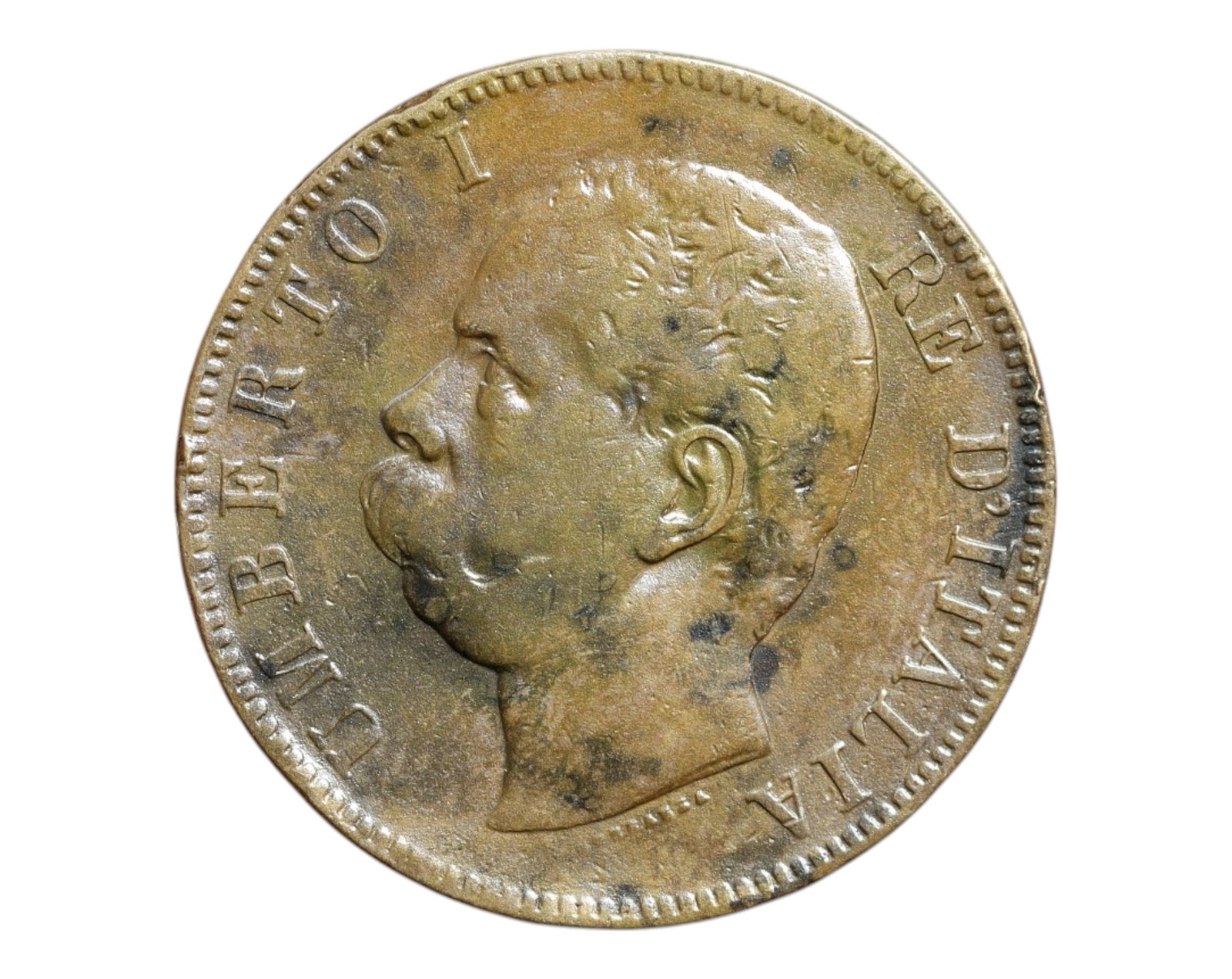 ITALY: Umberto I - Royal Consolidation 10 Centesimi Coin, 1895 R Rome Mint, 30mm: Struck at the Rome Mint in 1895, this large-format 10 Centesimi coin from the reign of King Umberto I exemplifies the monarchic identity of post-unification Italy. The obverse features a stately left-