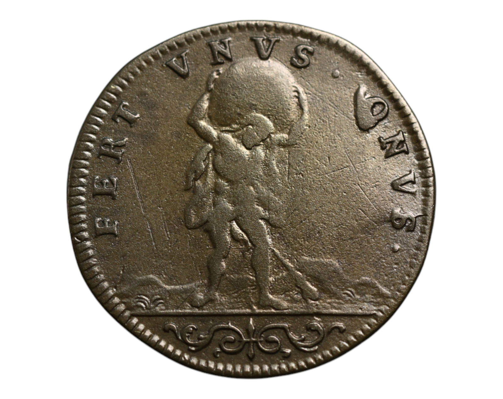 FRANCE: Louis XIV the Great - Hercules Bearing the World Token, circa 17th Century, 26mm (1 of 3)