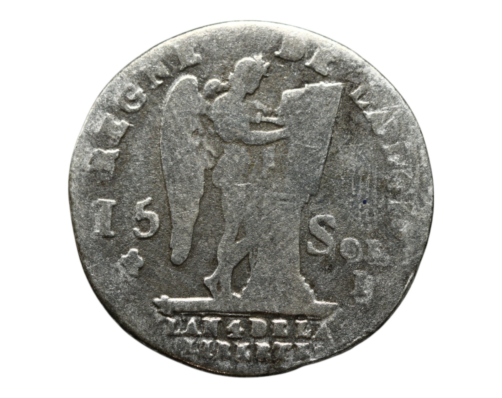 FRANCE/REVOLUTIONARY PERIOD: Louis XVI - Liberty Constitution 30 Sols Silver Coin, 1792 A Paris Mint: Struck amidst the volatile early days of the French Revolution, this silver 30 sols coin represents the shifting balance between monarchy and the rising ideal of constitutional liberty. The obverse po