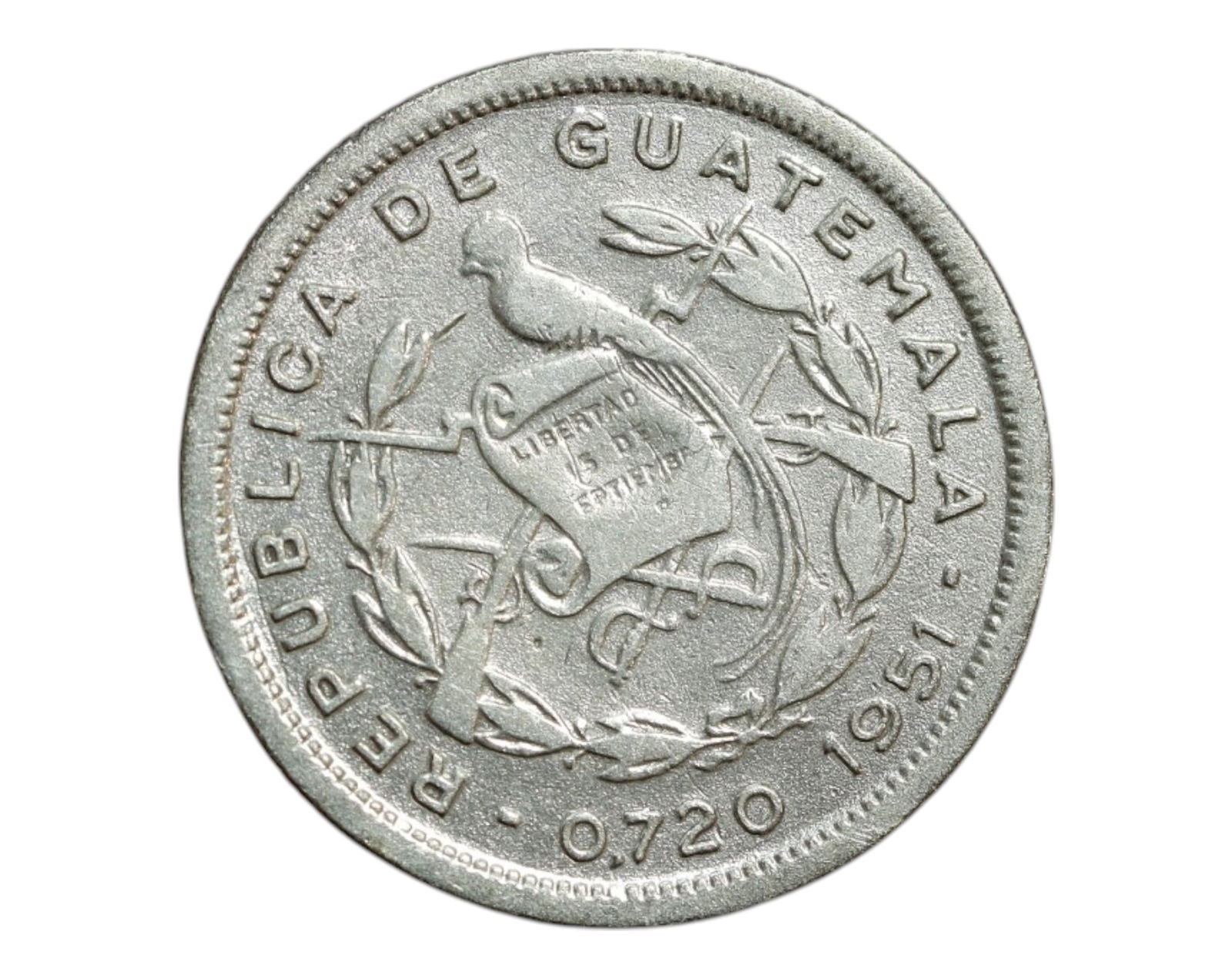 GUATEMALA: National Pride - Quirigua Monolith Silver 10 Centavos Coin, 1956, 21mm (1 of 3)