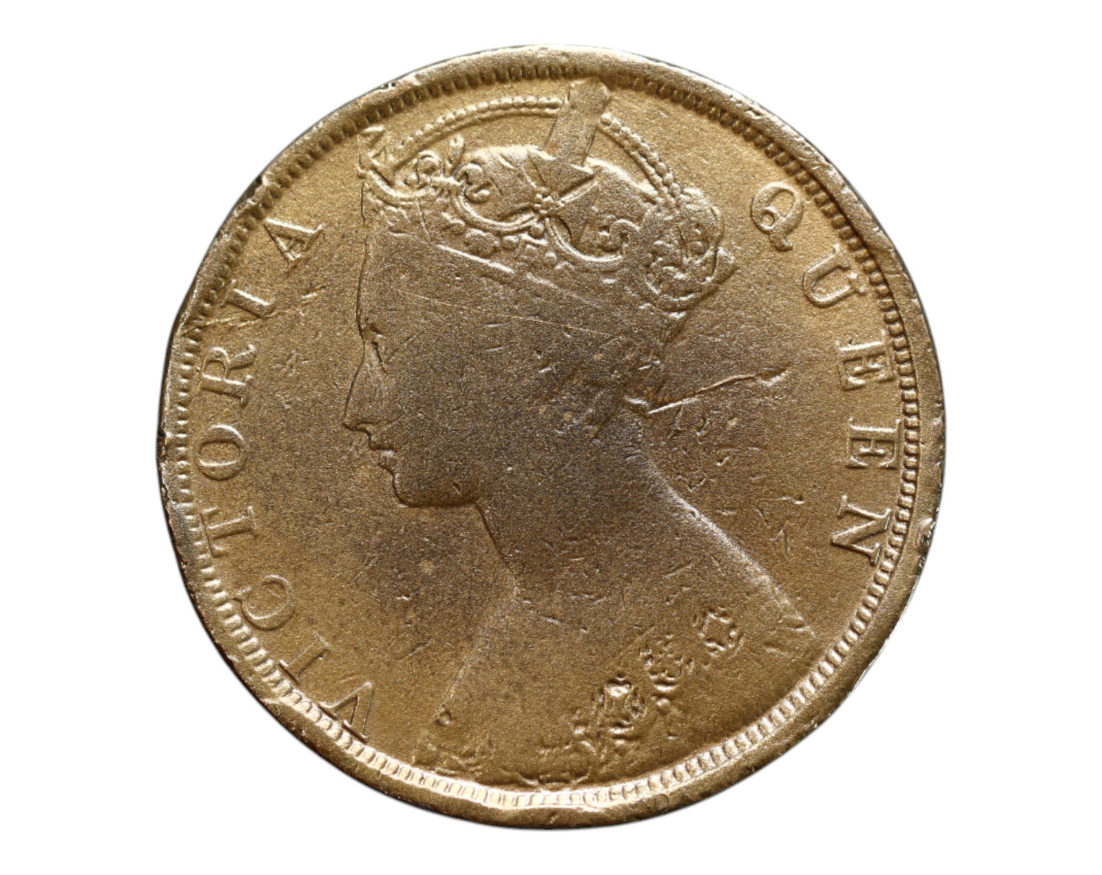 HONG KONG: Queen Victoria - One Cent Coin, 1901, 28mm: This 1901 One Cent coin from colonial Hong Kong stands as a final-year issue under Queen Victoria, released posthumously just after her death in January of that year. The obverse displays a crowned bu