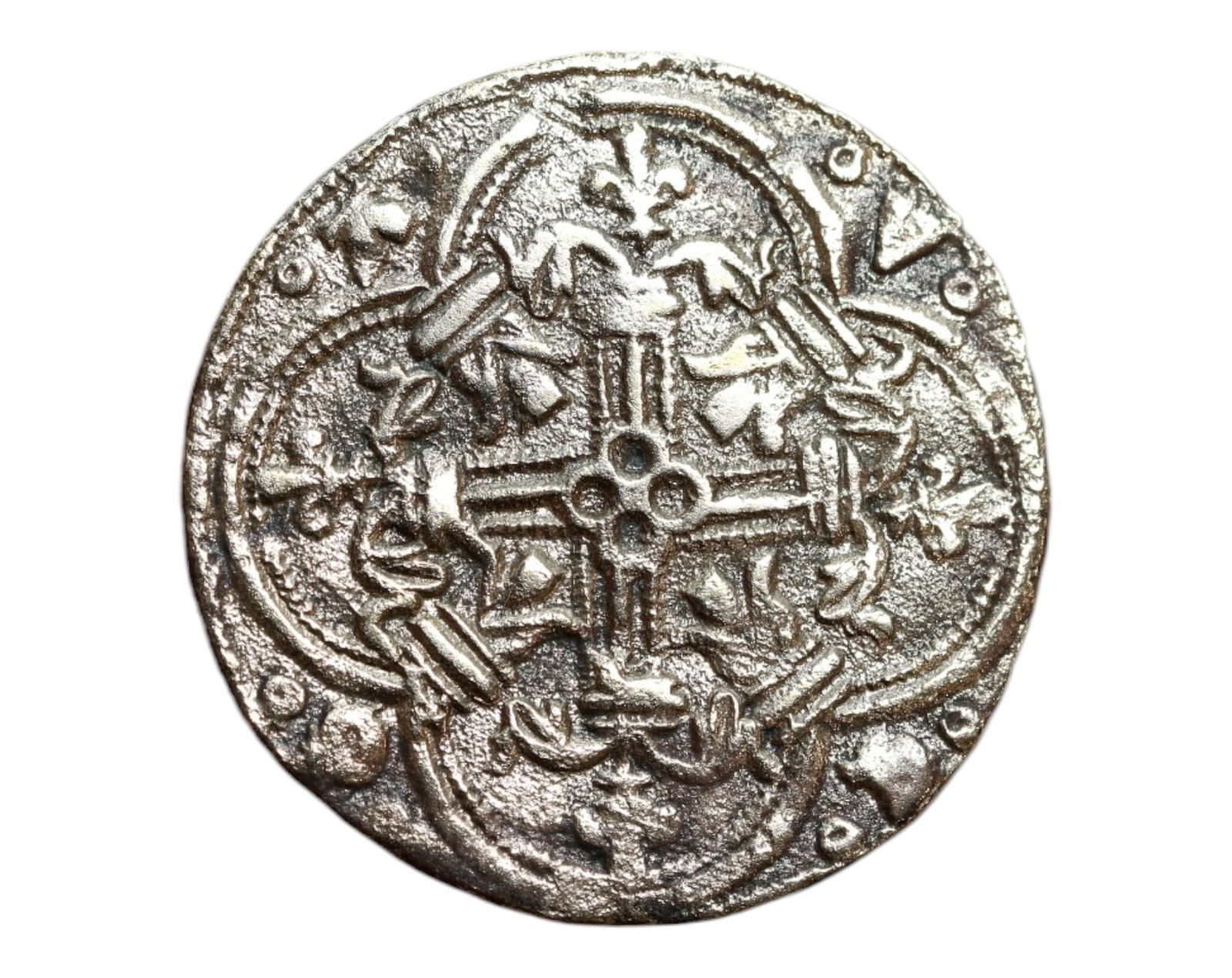 FRANCE: Charles V - Feudal Jeton, Royal Crown and Cross Fleuretty, ca. 1385-1415 Issue (24mm) (1 of 3)