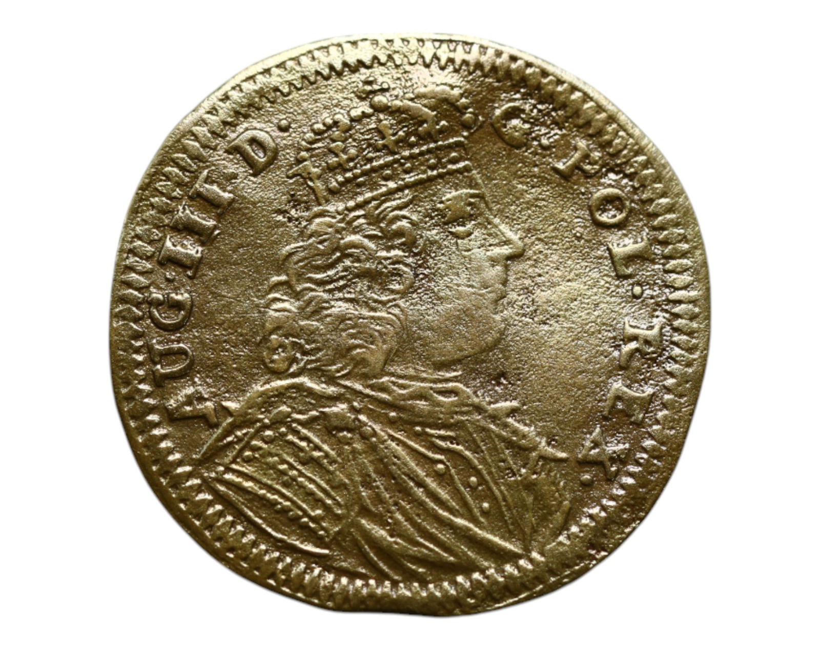 GERMANY/POLAND: August III - Saxon-Polish Alliance Brass Jeton, ca. 18th Century, 22mm (1 of 3)