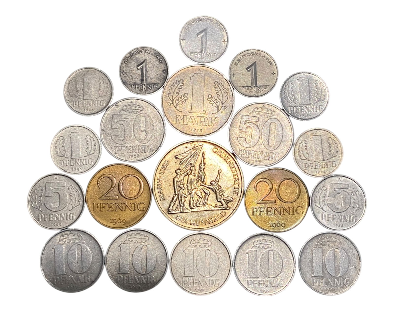 GERMANY (EAST & WEST): Mixed Pfennig and Mark Coin Lot - 1 Pfennig to 10 Mark, 1950-1989 (17-30mm) (1 of 3)