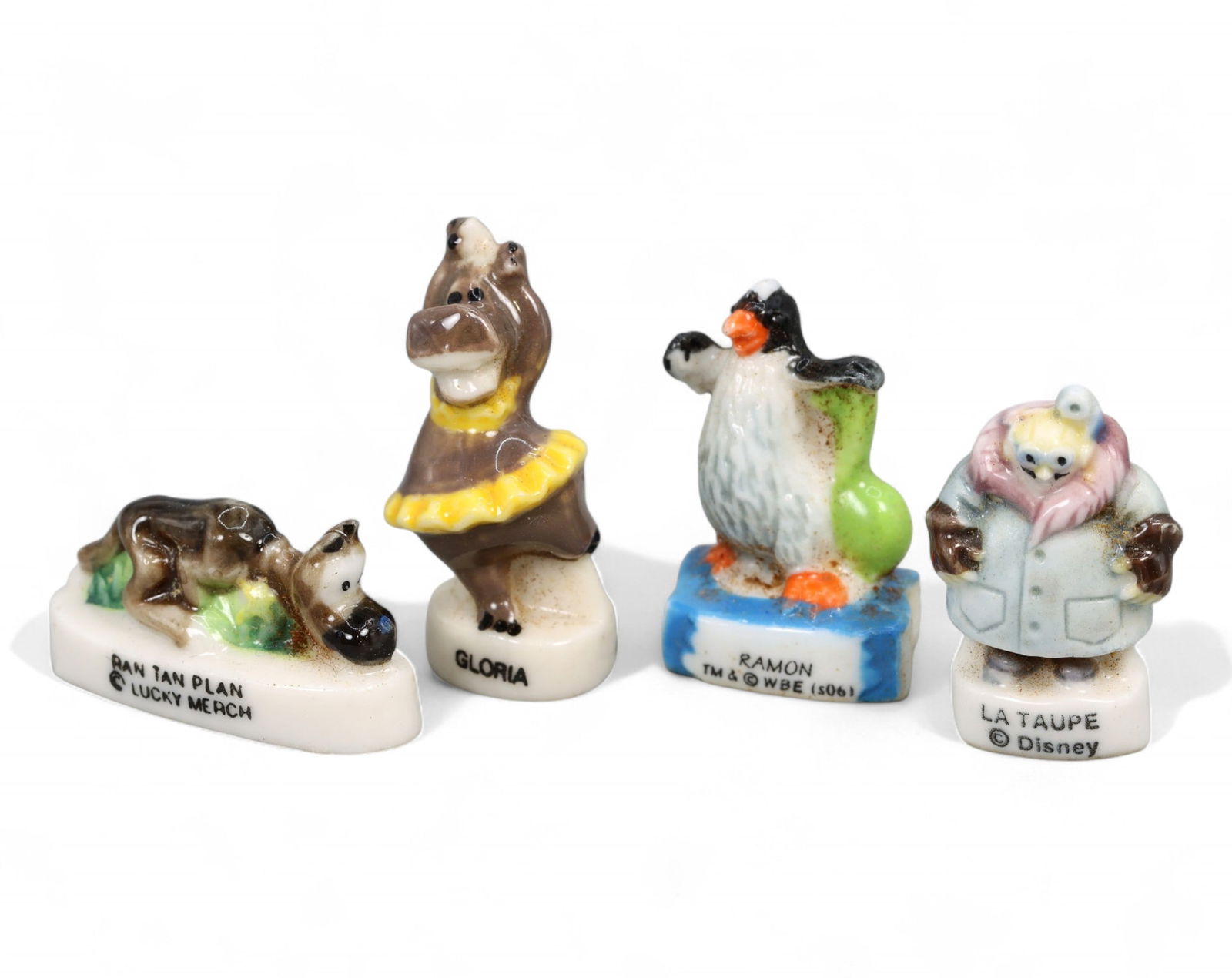 CONTEMPORARY LICENSED: Feve Set - Cartoon & Film Characters, Hand-Glazed Porcelain, 4 pcs, 2.5-3 cm (1 of 2)