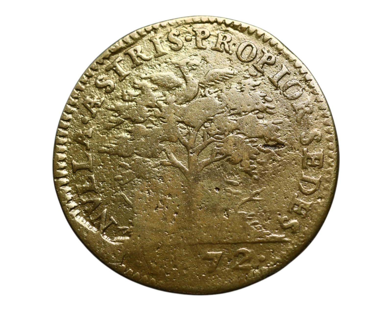 FRANCE: Louis XIV - Celestial Order Jeton "Nulla Astris Propior Sedes", 1672, 24mm: Struck during the radiant reign of the Sun King, this 1672 French jeton celebrates Louis XIV's cosmic vision of monarchy. The obverse features an allegorical tree ascending toward the heavens, crowned