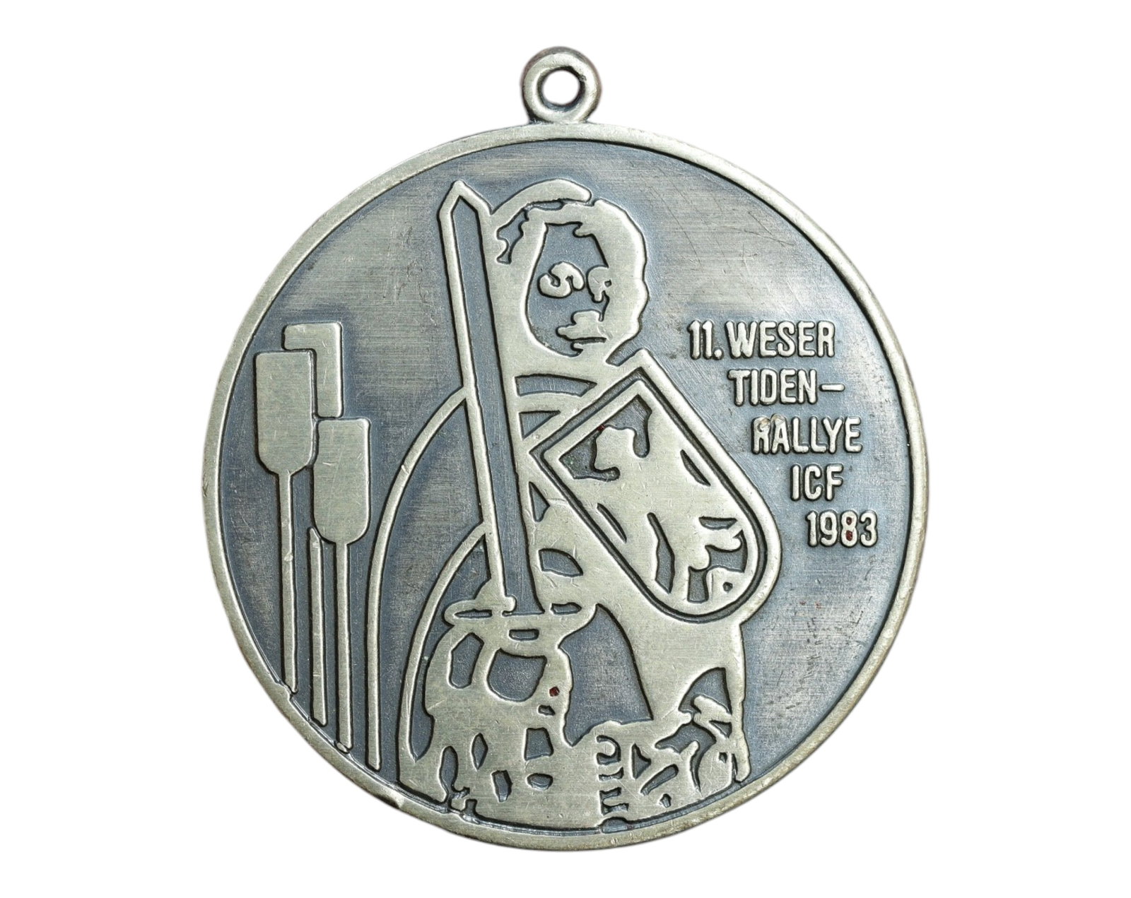 WEST GERMANY: Weser Spirit - 11th Weser Tidal Rallye ICF Canoe Medal, 1983, 45mm: Struck for the 11th edition of the Weser Tiden-Rallye in 1983, this large-format medal honors one of West Germany's most iconic long-distance canoe events. Hosted along the tidal stretches of the Wese