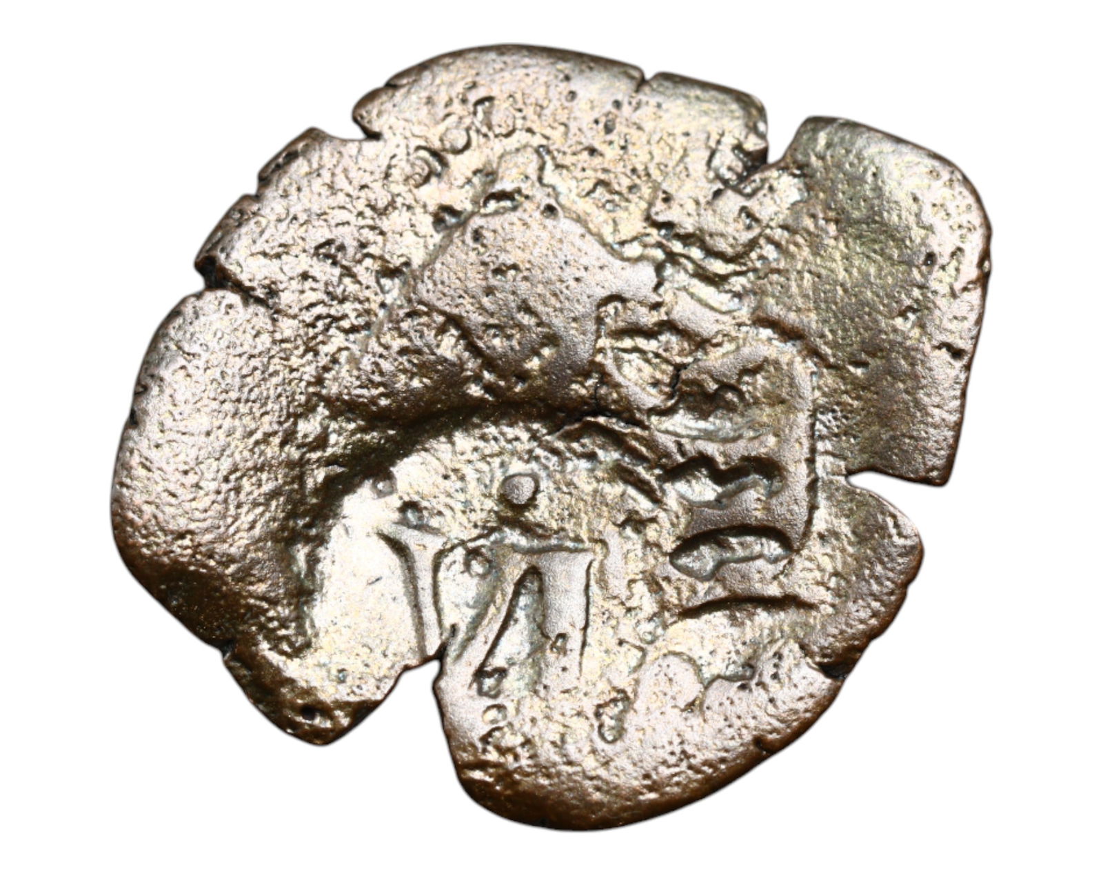 SPAIN/COLONIAL AMERICAS: Piracy Era Countermarked VI - 6 Maravedis Coin, c.17th Century, 24mm (1 of 3)