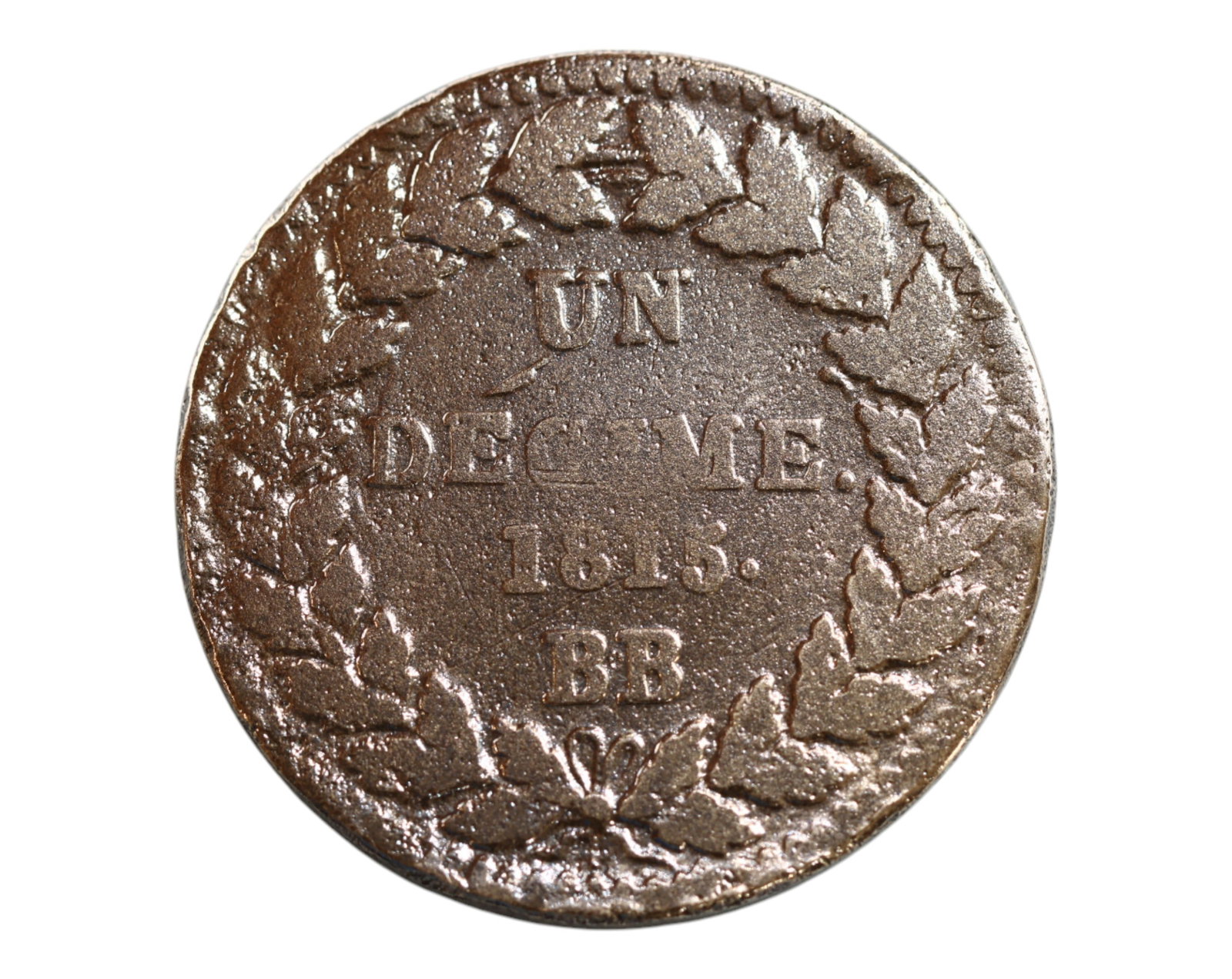 FRANCE: King Louis XVIII - Bourbon Restoration 1 Decime Coin, 1815 BB Strasbourg Mint, 32mm: Struck in 1815 during the brief Bourbon Restoration following Napoleon's first abdication, this 1 Decime coin captures the fragile return of monarchy in post-revolutionary France. The reverse bears th