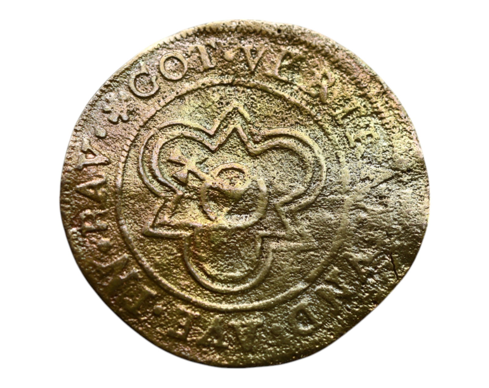 GERMAN STATES/NUREMBERG: Wolf Lauffer - Merchant Guild Jeton, c.1650, 25mm: Struck in the bustling merchant city of Nuremberg during the 17th century, this evocative brass jeton issued by Wolf Lauffer celebrates the prominence of commerce and guild tradition in the Holy Roman