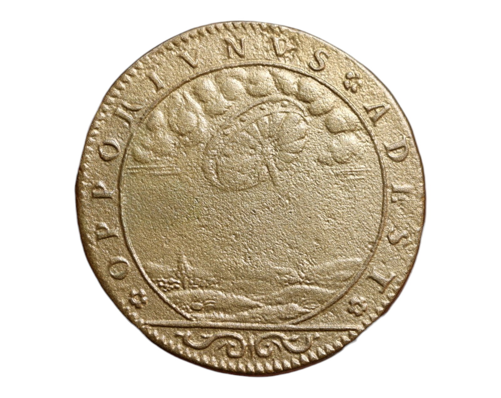 FRANCE: Portents of the Heavens - Allegorical UFO Phenomenon Jeton, c.1680, 27mm: Issued in the late 17th century during a period rife with omens and cosmic speculation, this enigmatic French jeton captures the imagination with its depiction of a mysterious object looming above Ear