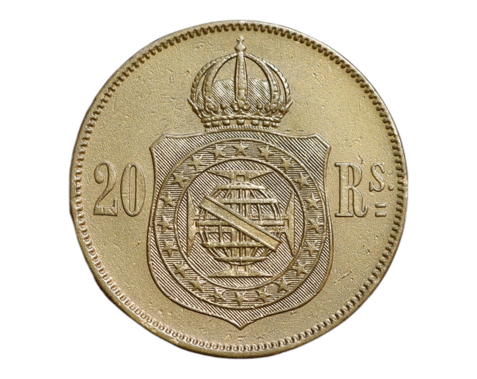 BRAZIL/EMPIRE: Emperor Pedro II - Imperial Unity 20 Reis Coin, 1869, 26mm (1 of 3)