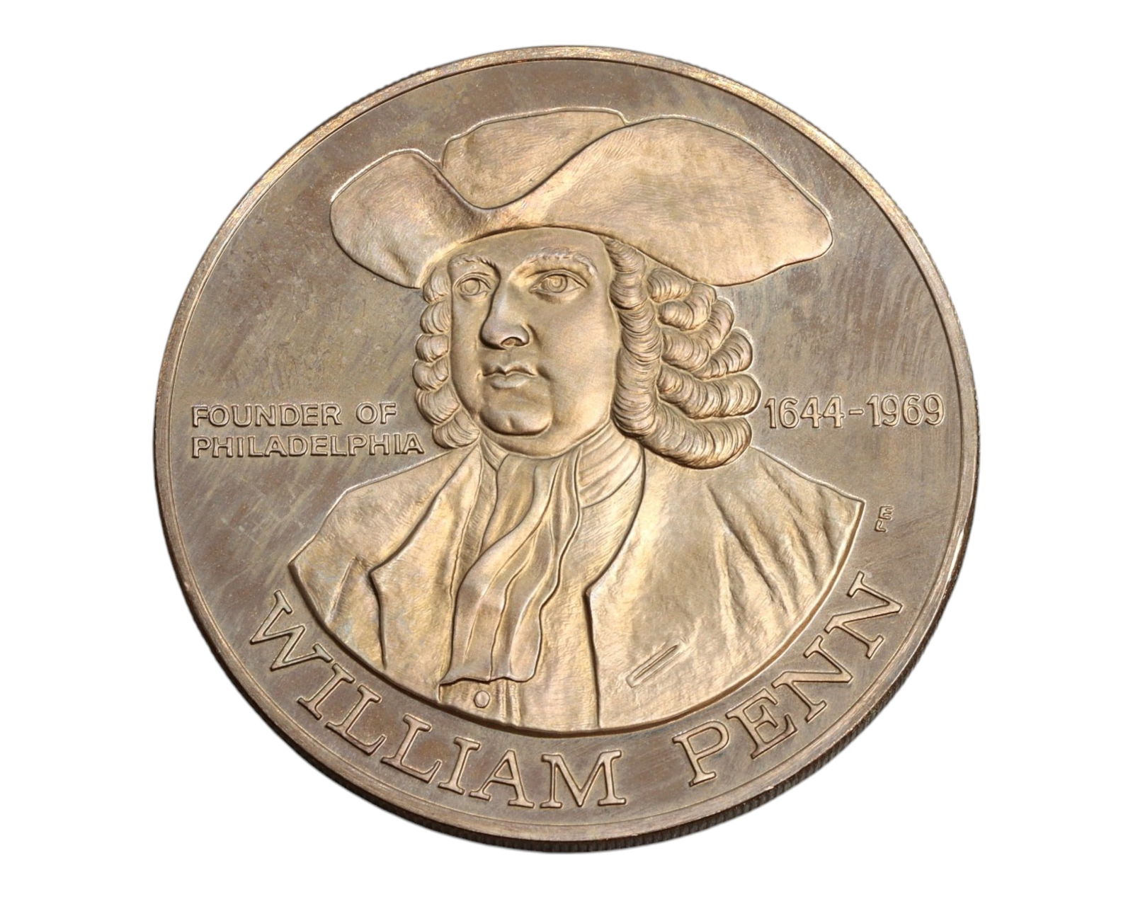 UNITED STATES: William Penn - Franklin Bronze Medal, Indian Treaty Commemoration, 1644-1969 Proof (1 of 3)