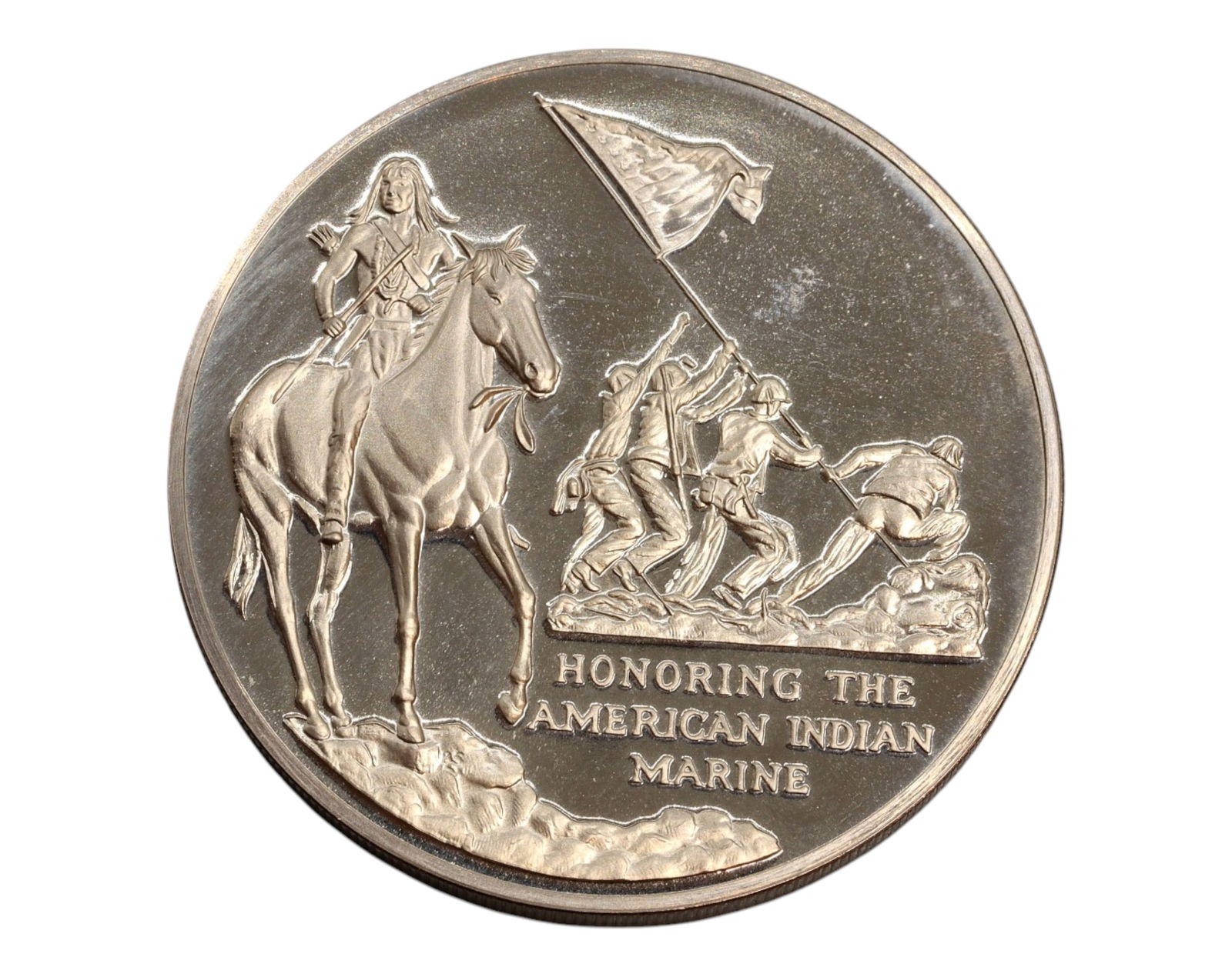 UNITED STATES: 4th Marine Division - Franklin Bronze Medal, American Indian Marine Tribute, Proof (1 of 3)