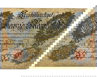 GERMANY/IMPERIAL ERA: Wilhelm II Authority - Reichsbanknote 20 Mark Banknote, 1910 Berlin, 14x9cm