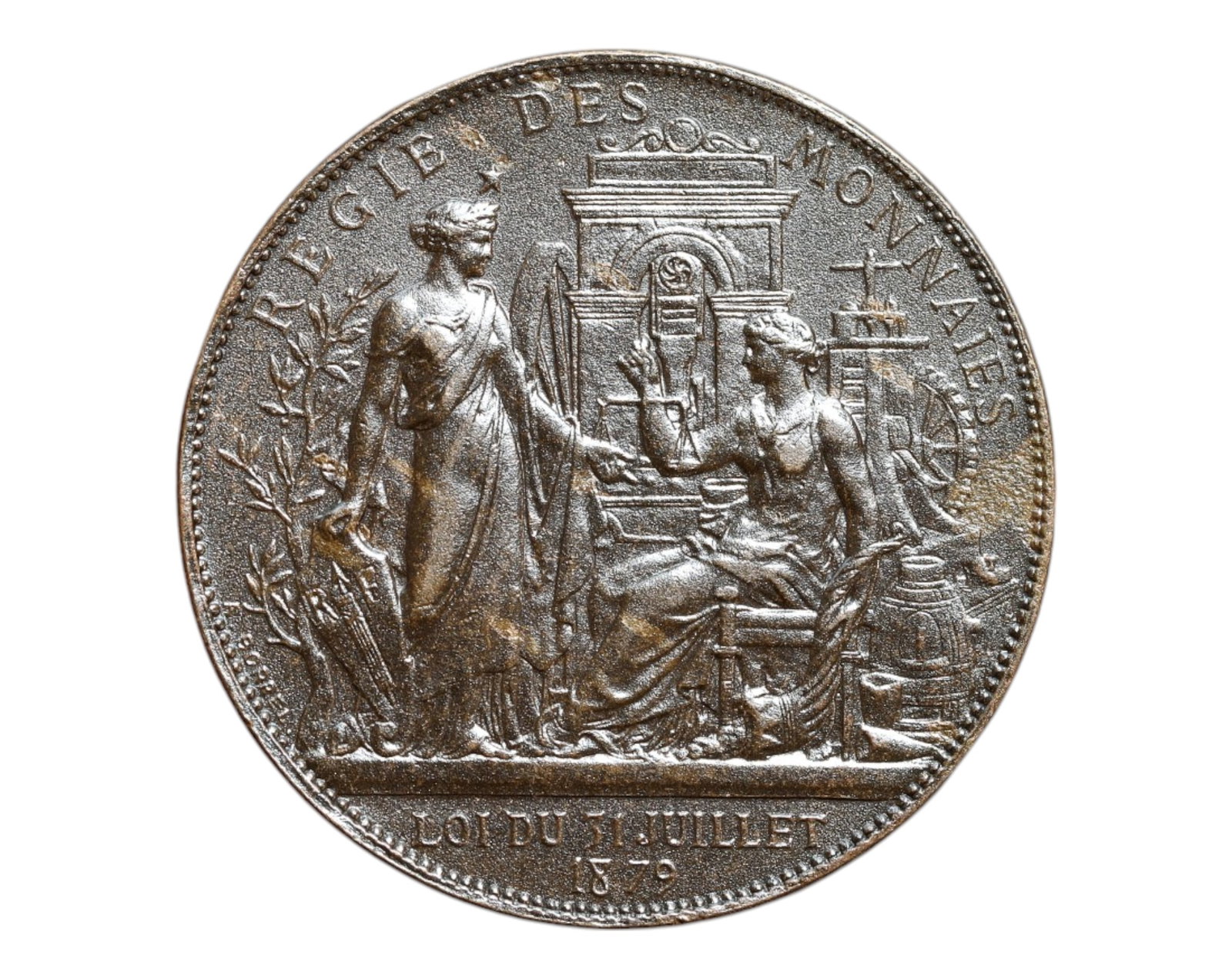 FRANCE: Republican Enlightenment - Monnaies Centenaire de 1789 Medal, Exposition Universelle, 1889: Struck by the Regie des Monnaies to mark the centenary of the French Revolution, this allegorical bronze medal issued for the 1889 Exposition Universelle embodies the triumphant ideals of the Republic
