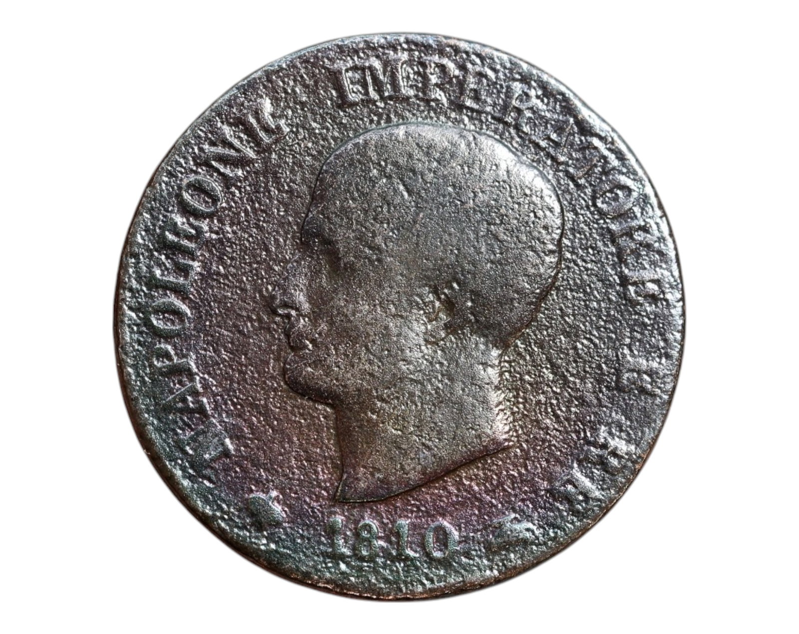 ITALY/NAPOLEONIC KINGDOM: Napoleone I - Italian Unification Bronze 1 Cent Coin, 1810 M Milan, 27mm: Issued under the reign of Napoleone I as King of Italy, this 1810 bronze 1 centesimo coin from the Milan Mint encapsulates the emperor's ambition to forge a unified Italian identity under French domin