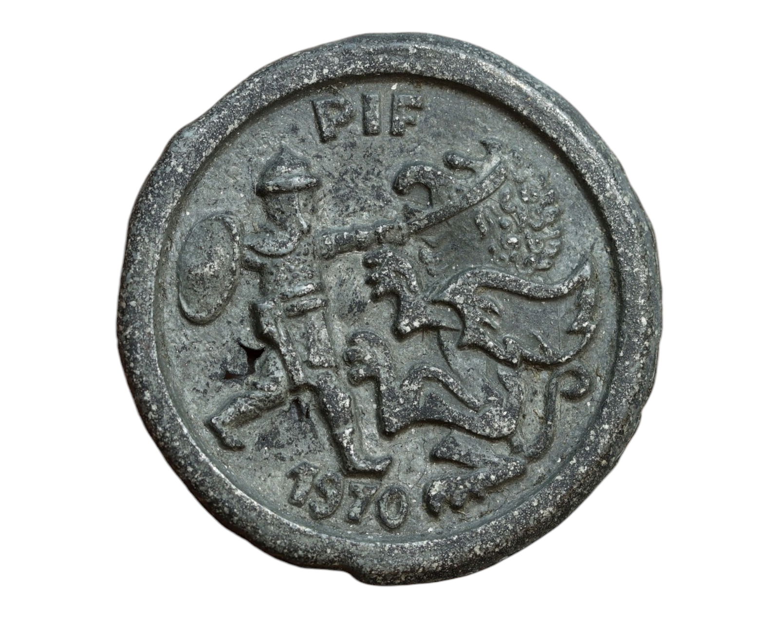 FRANCE: Heroic Virtue - 'PIF' Dragon-Slayer Advertising Medal, 1970, 32mm (1 of 3)