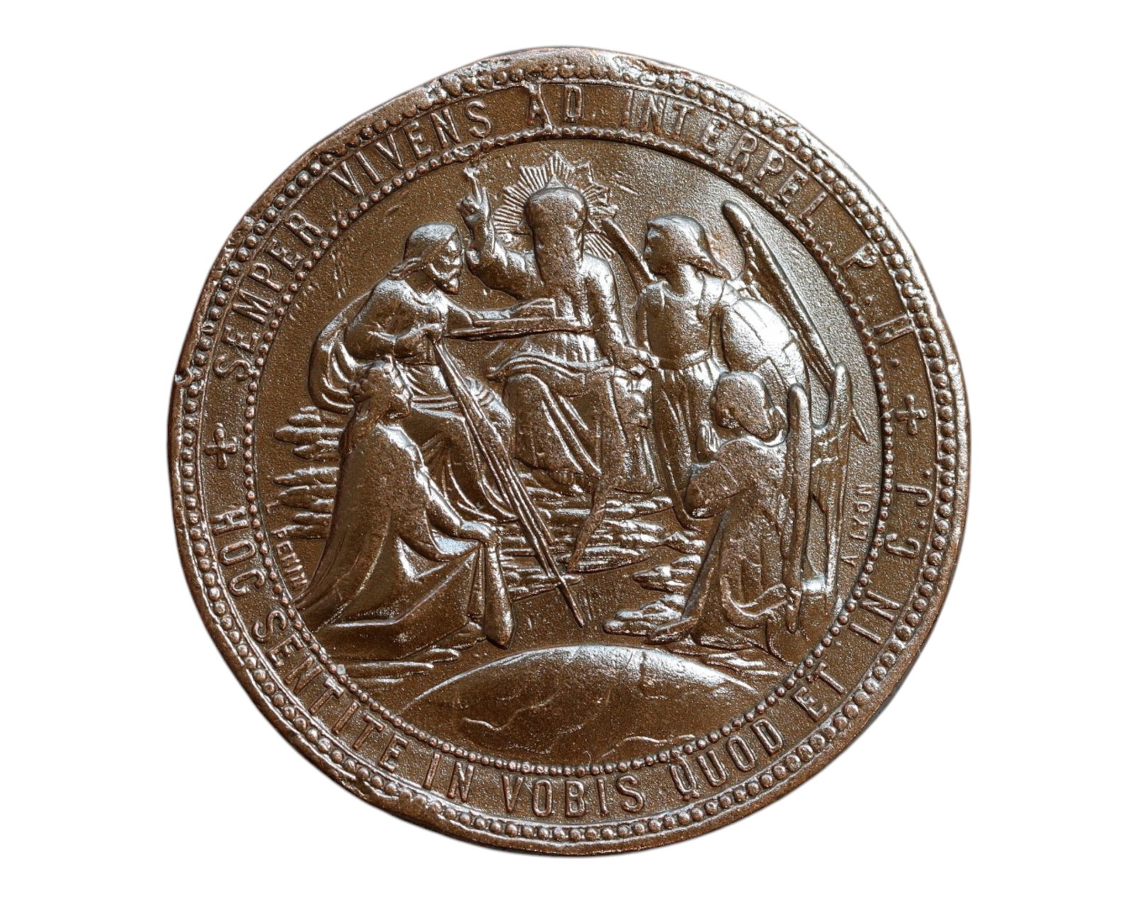 FRANCE: Apostolat de la Priere - Unity in Faith Catholic Medal, c. Late 19th Century, 32mm: Struck in devotion to the global Apostleship of Prayer movement, this medal radiates Catholic unity and spiritual discipline at a time of increasing secularism in France. One side presents the Coronat
