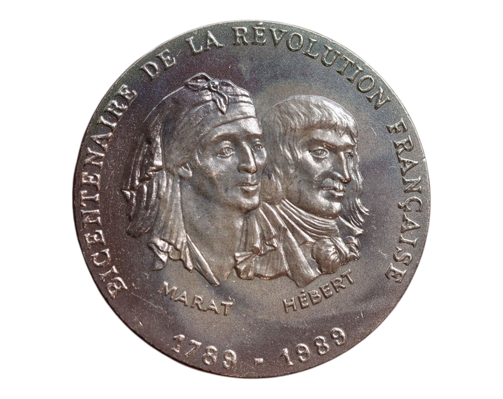FRANCE: Revolution Bicentennial - Marat & Hebert Commemorative Coin, 1989 Paris Mint, 30mm (1 of 3)