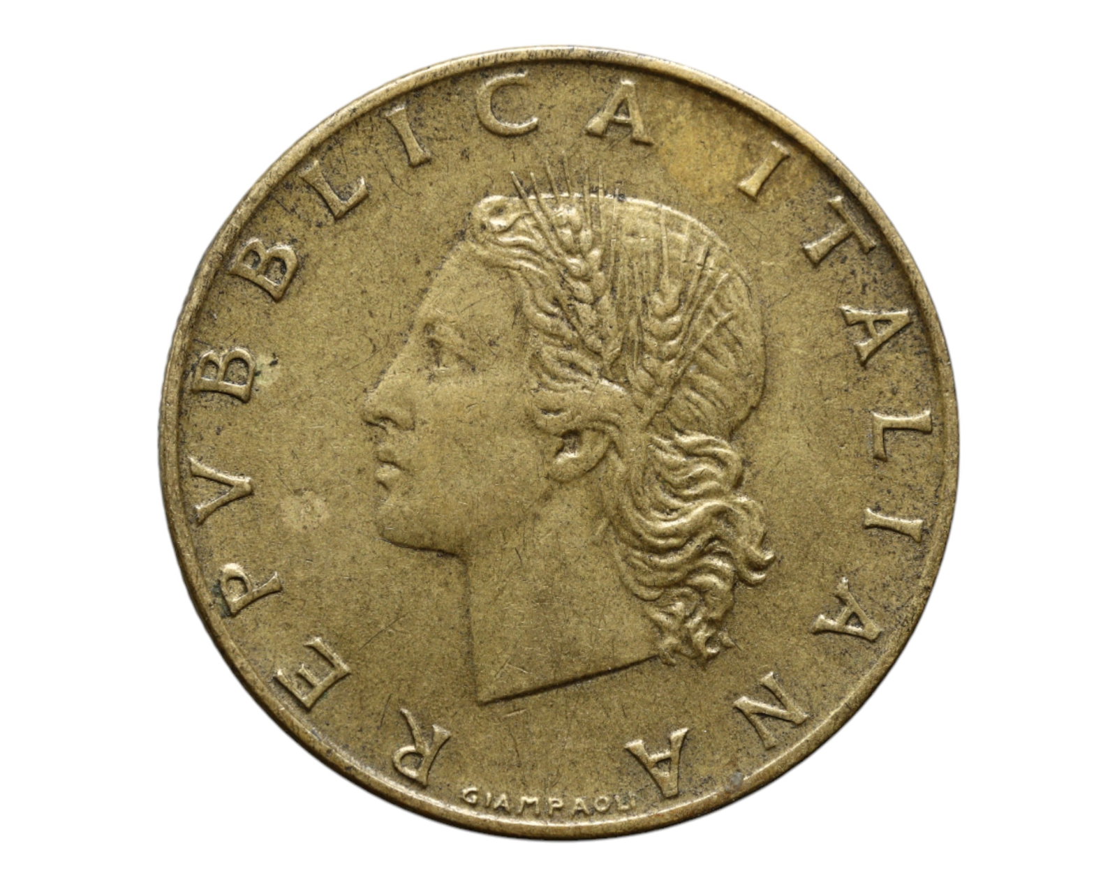 ITALY: Republican Renaissance - Liberty & Oak Symbolic 20 Lire Coin, 1959 R Rome Mint, 21mm: Issued during Italy's early republican era, this 20 Lire coin from 1959 exemplifies post-war national identity through a strikingly classical aesthetic. The obverse features an allegorical female figu
