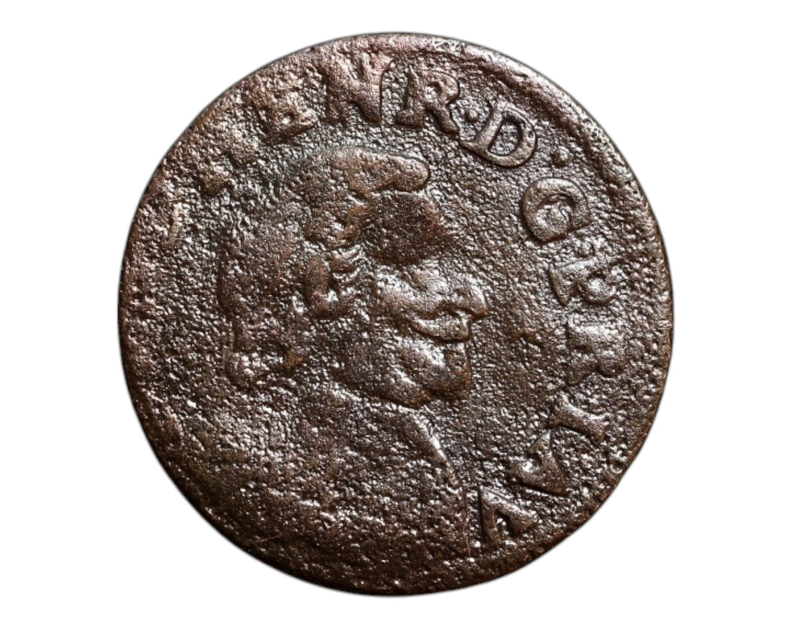 FRANCE: Henri IV - Dynastic Unity Double Tournois Coin, ca. 1590s, 20mm: This early Double Tournois issued under King Henri IV-France's first Bourbon monarch-embodied a nation emerging from decades of religious conflict into centralized royal authority. Henri's right-facin