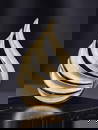 TRIFARI: Artistic Modern Style Brooch - Tiered Leaf Fan Motif, Brushed Goldtone (5.8x3.8cm)